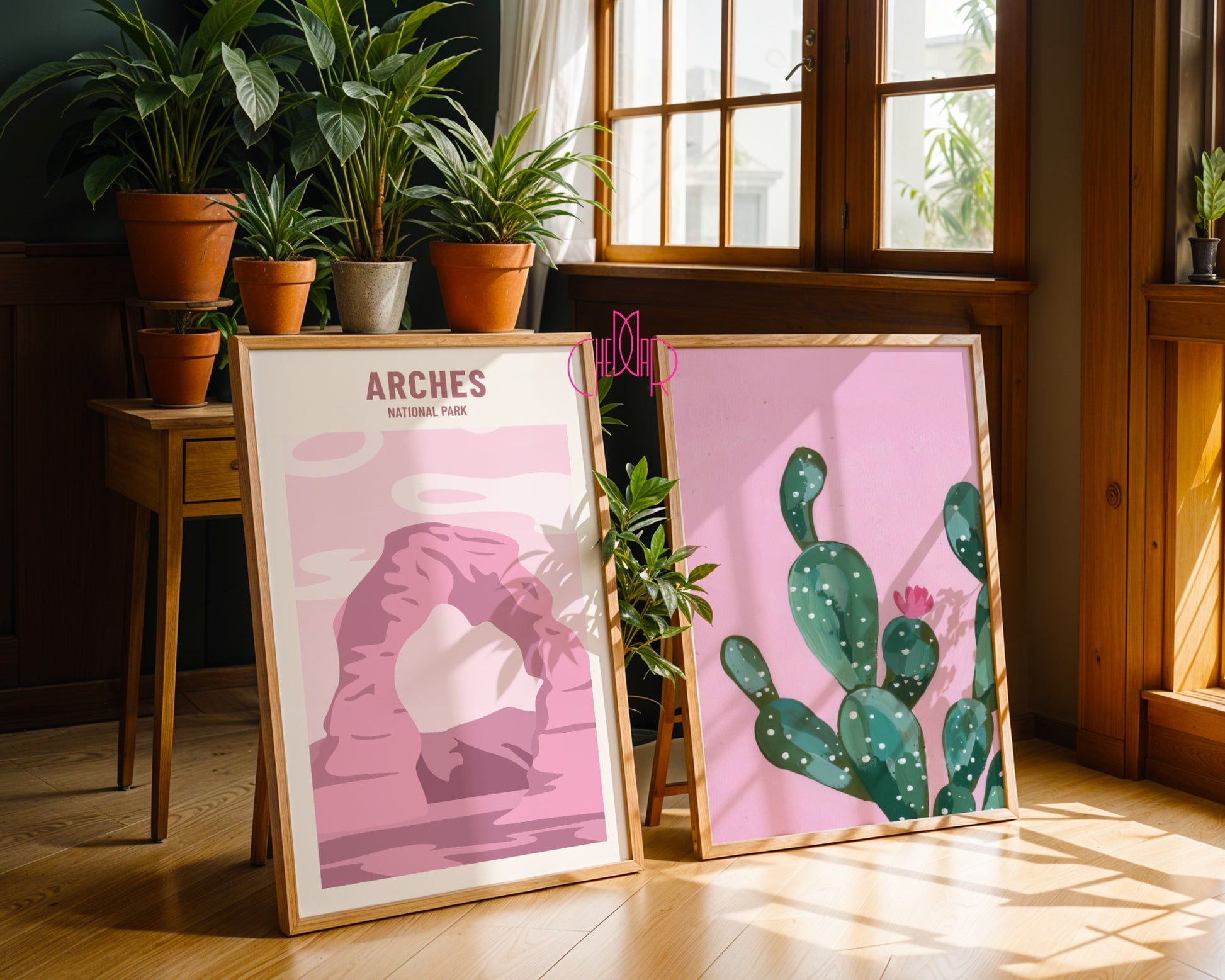 National Park and Cactus Poster, Desert and Nature, Contemporary Art