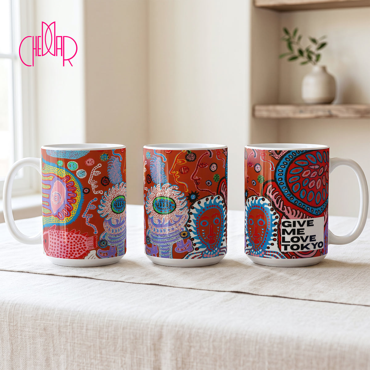 Yayoi Kusama Give Me Love Tokyo - Ceramic Mug | CheddarArt