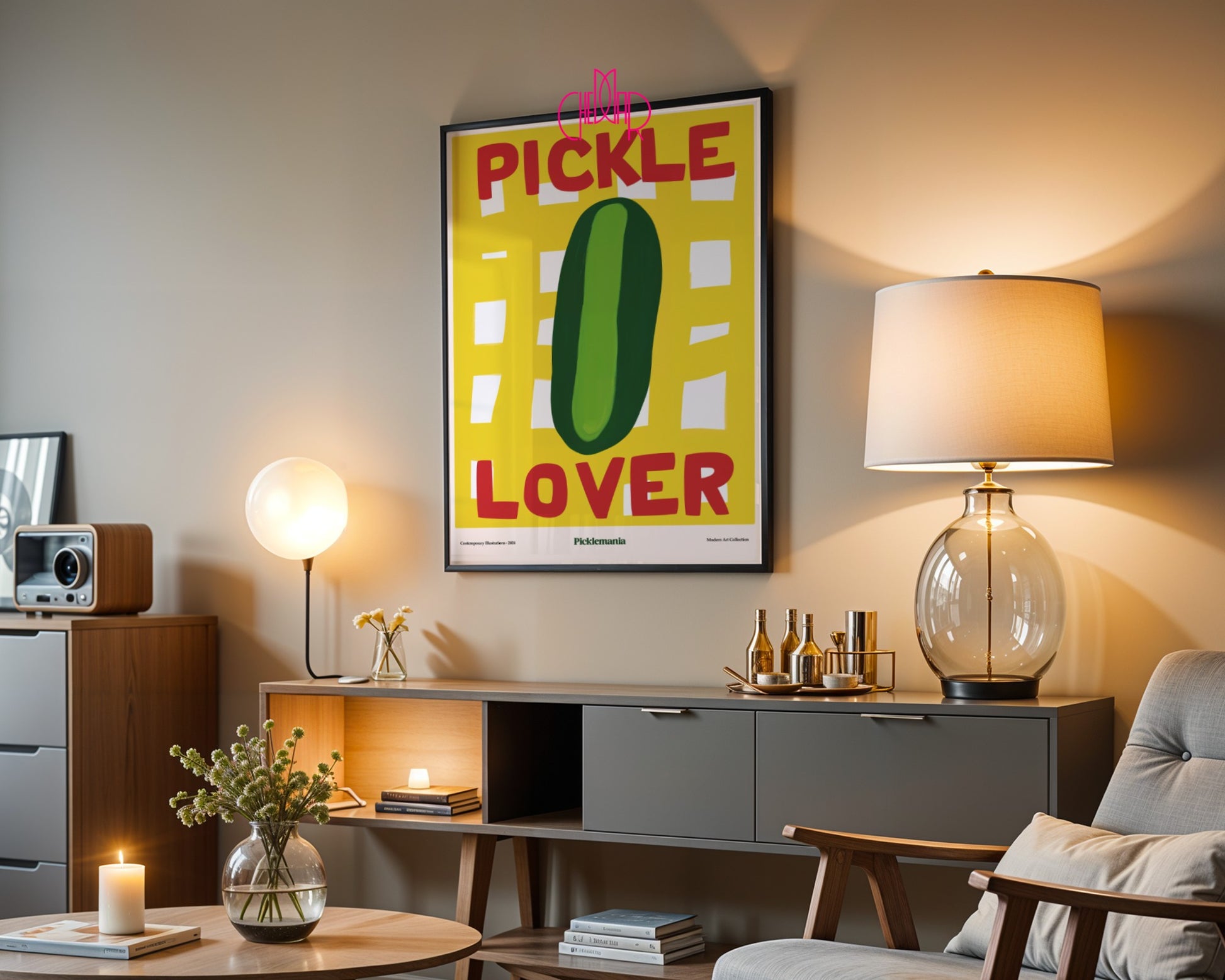 Pickle Lover poster, pickle lovers, modernism, contemporary art,