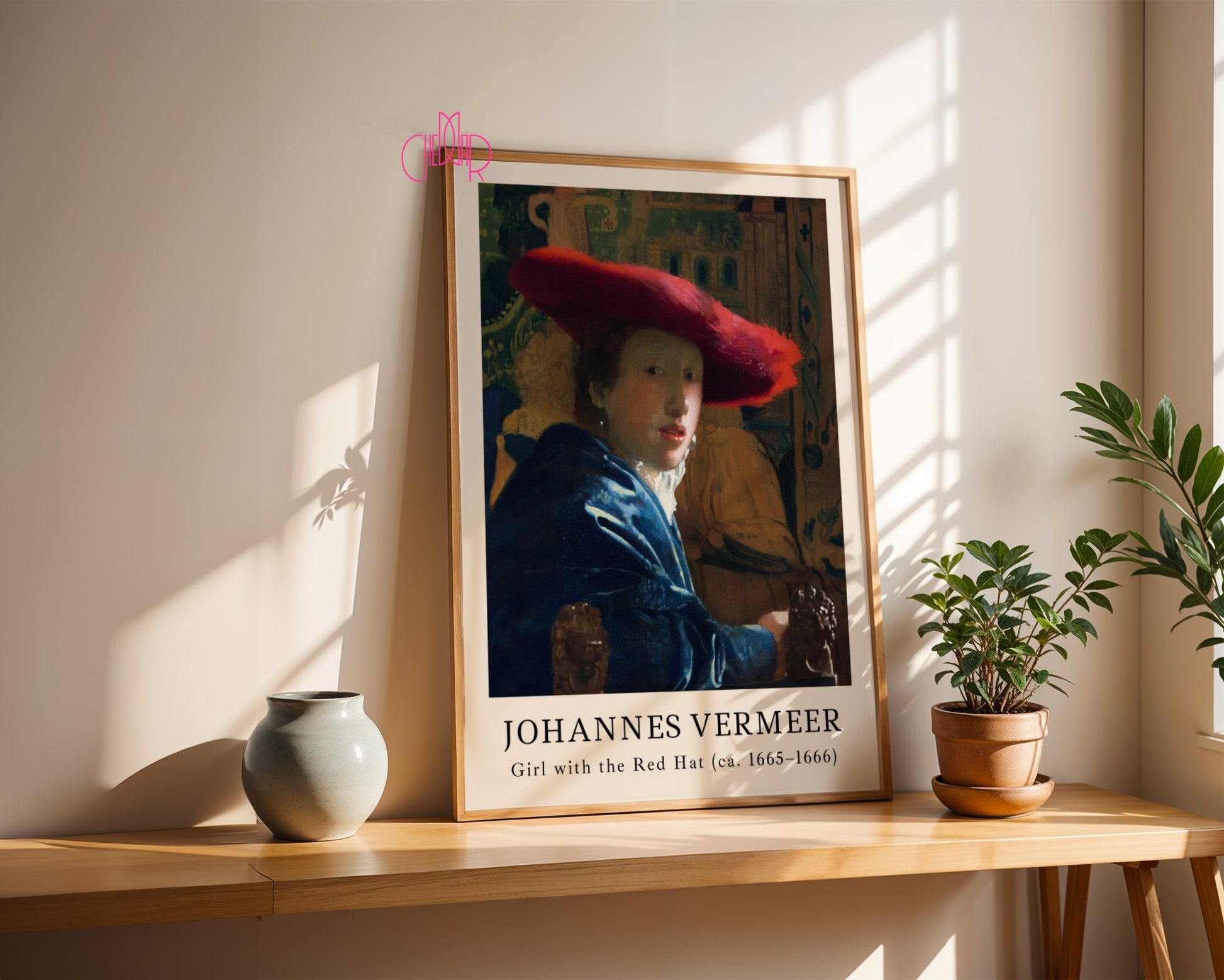 Johannes Vermeer Girl with a Red Hat Poster, Vintage