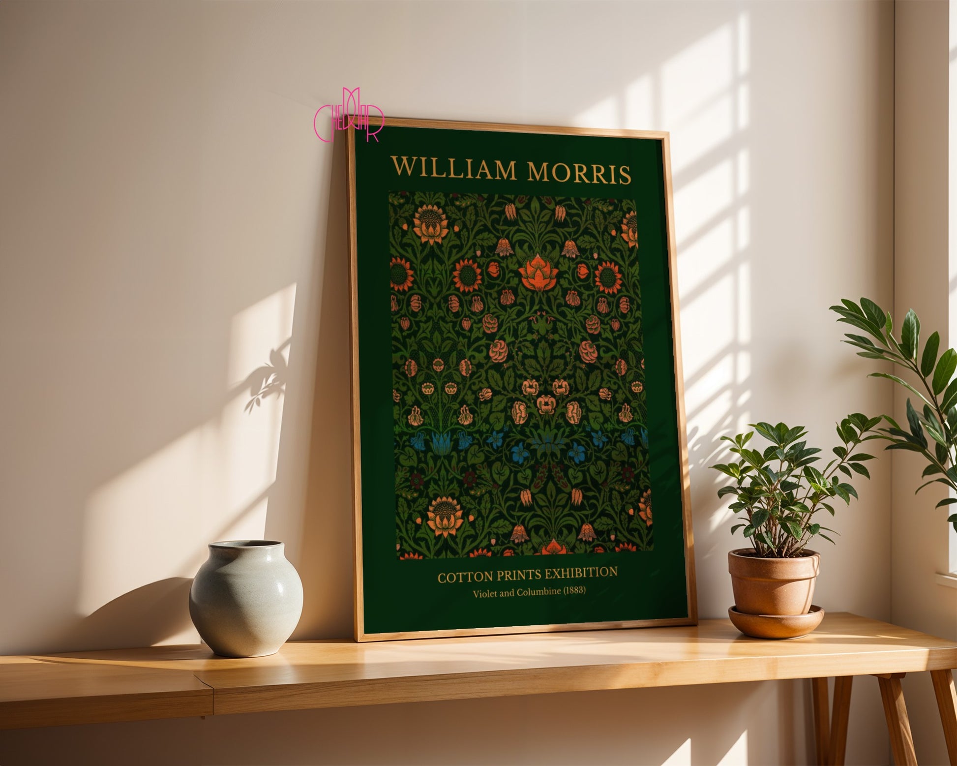 William Morris – Cotton Prints Exhibition, Violet and Columbine 1883 poster