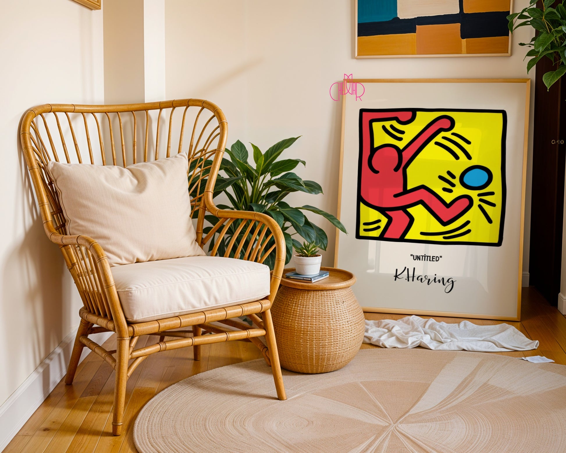 Keith Haring Untitled poster, figure with ball, street art, pop art