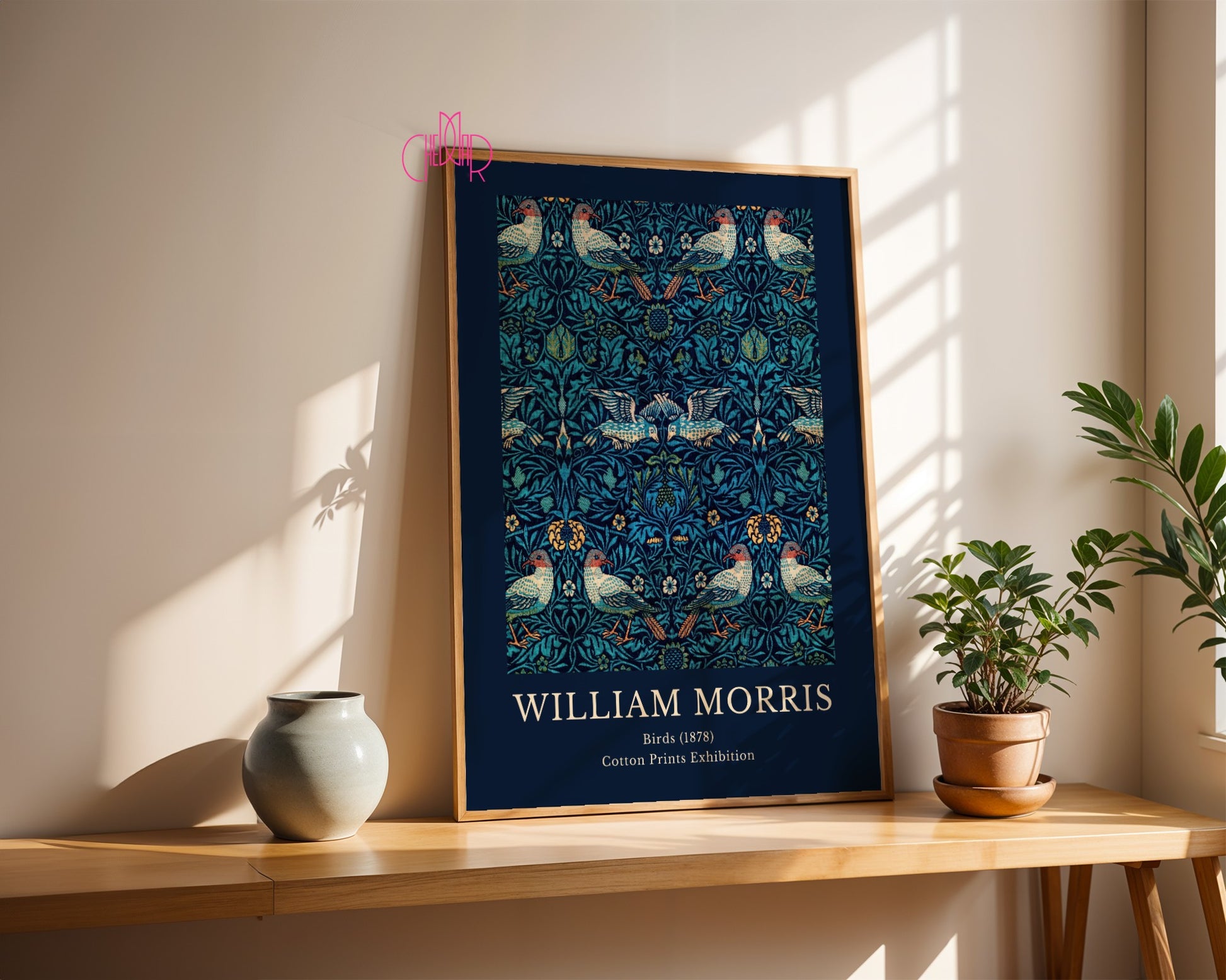 William Morris Cotton Print Exhibition Birds 1878 poster, birds