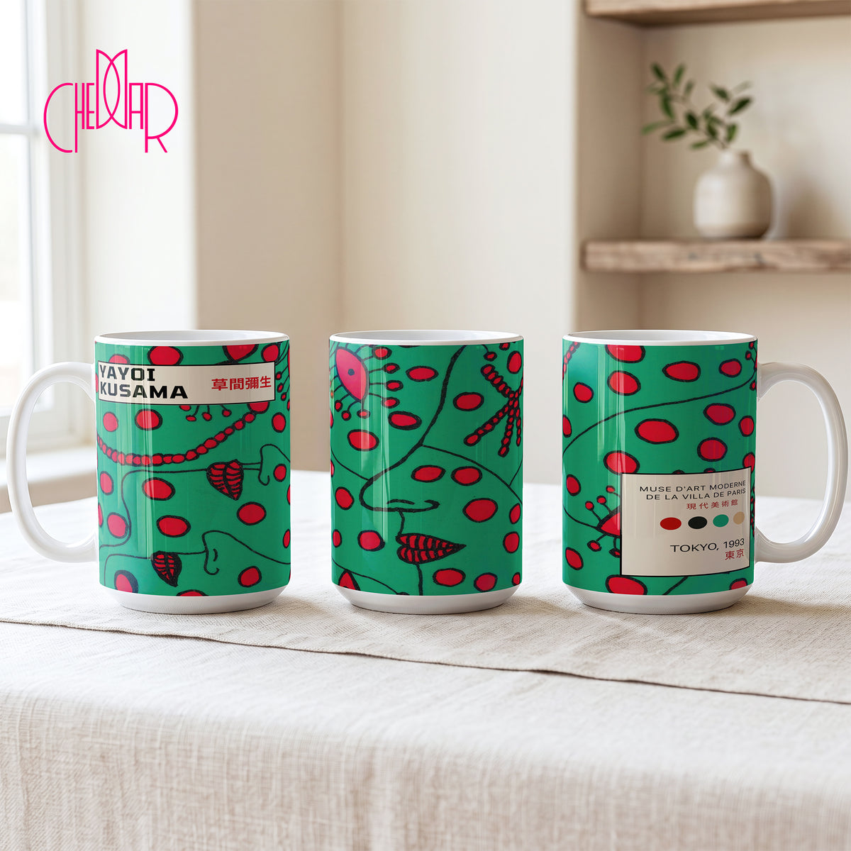 Yayoi Kusama Tokyo 1993 Green - Ceramic Art Mug | CheddarArt