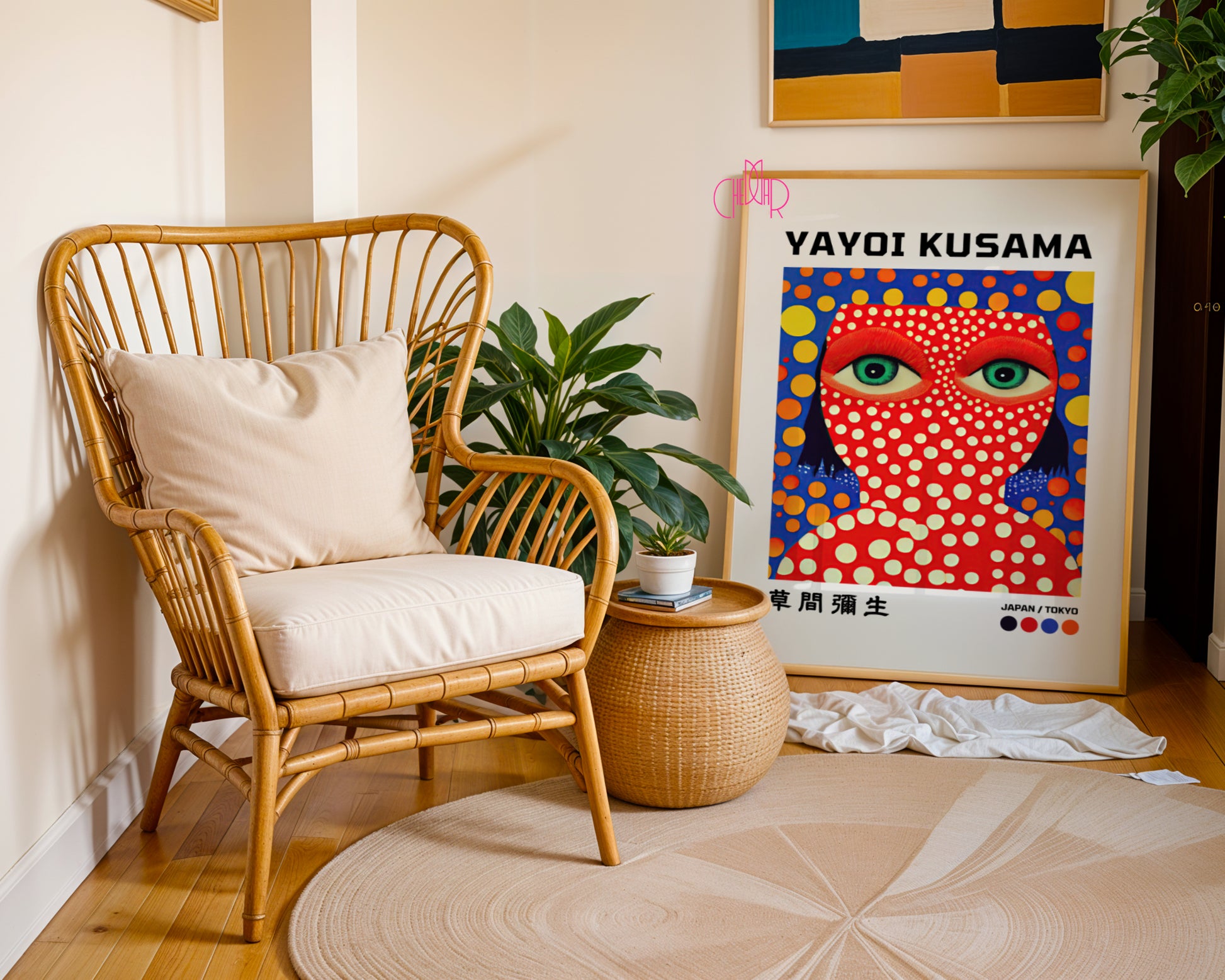 Yayoi Kusama's Faces on a Green Background poster, Japan, Tokyo, 1993