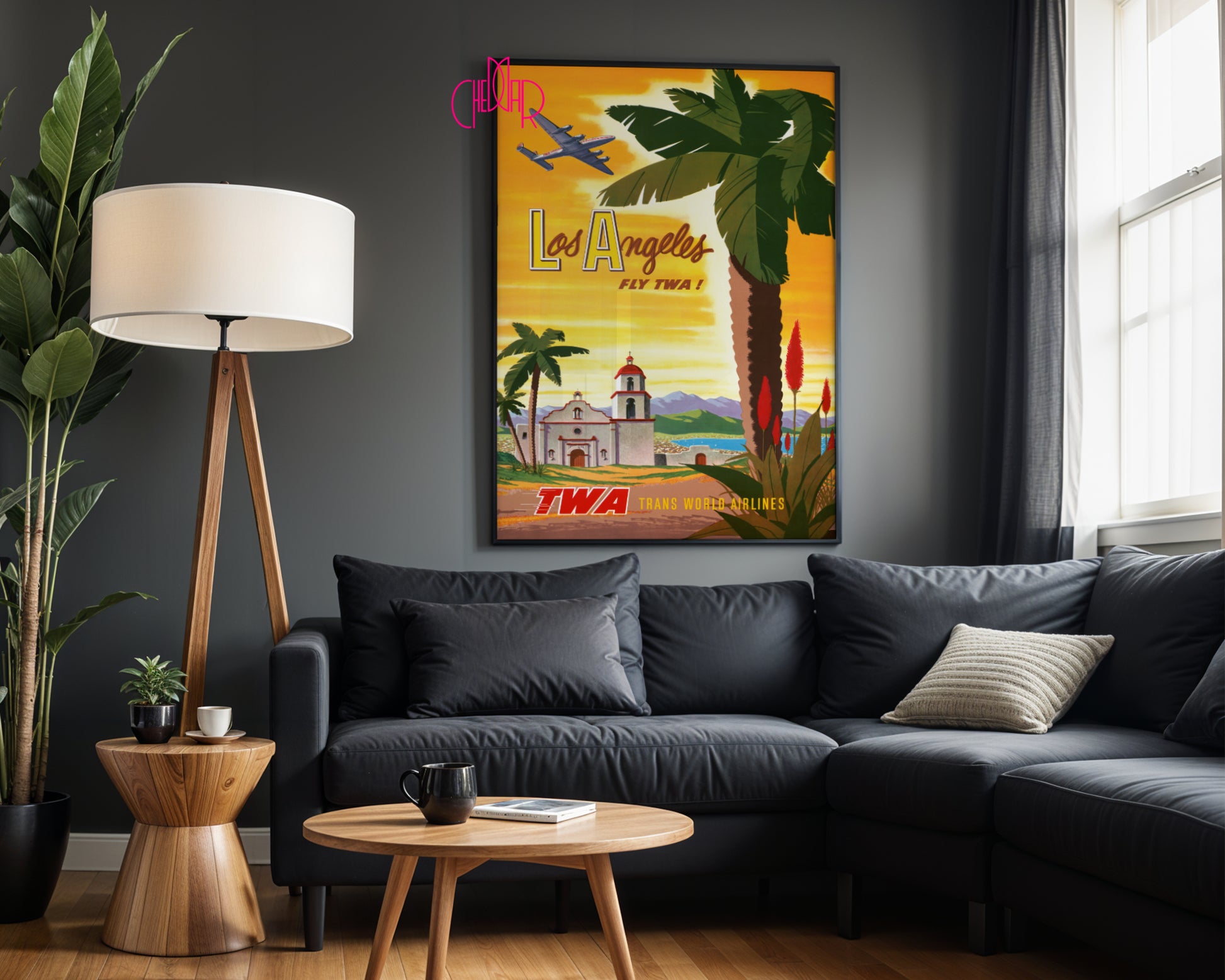 Poster Los Angeles – Fly TWA, Vintage, Retro, USA