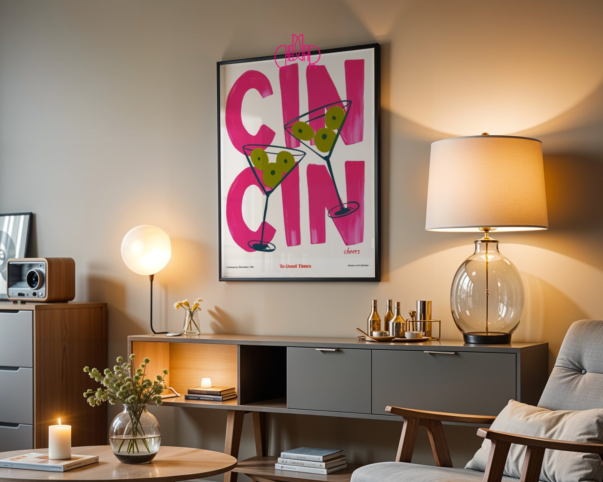 Modernist poster Cin Cin- To Good Times, Cheers