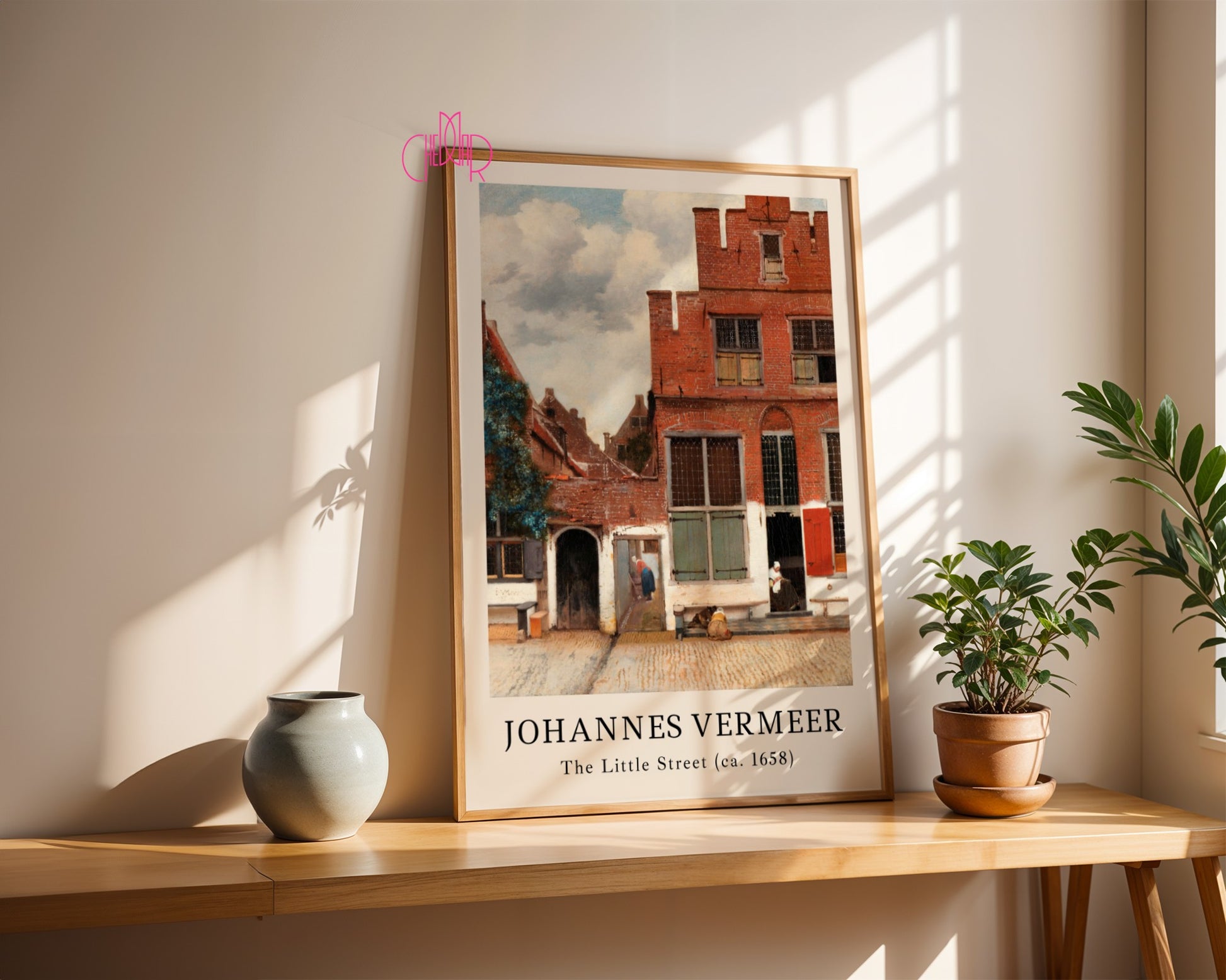 Poster Johannes Vermeer Small Street, Historic Buildings, Vintage
