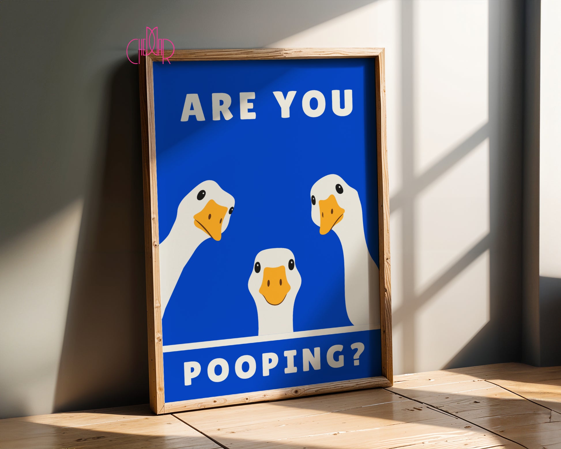 Funny "Are You Pooping?" poster with geese