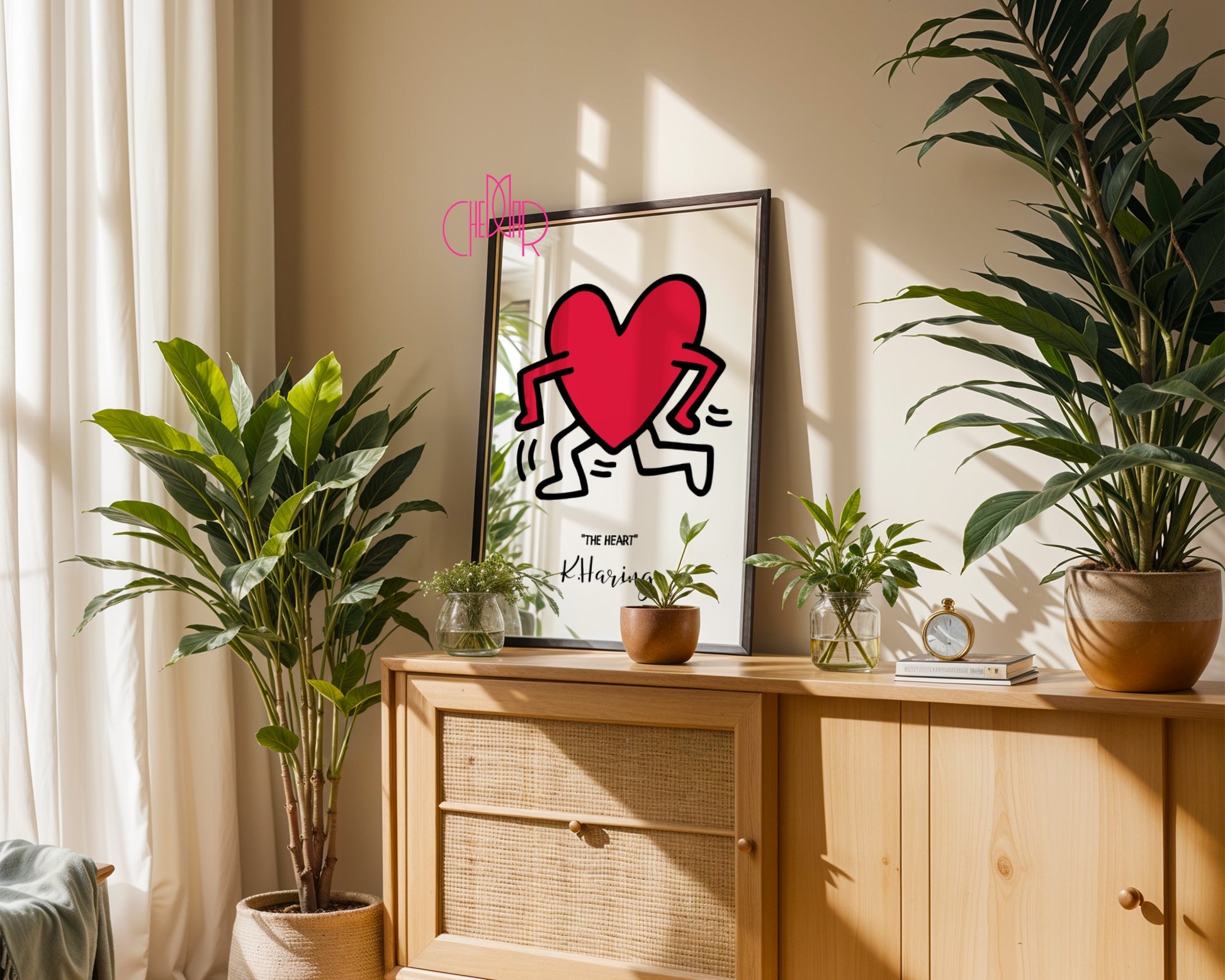 Keith Haring The Heart poster, heart with legs, street art, pop art