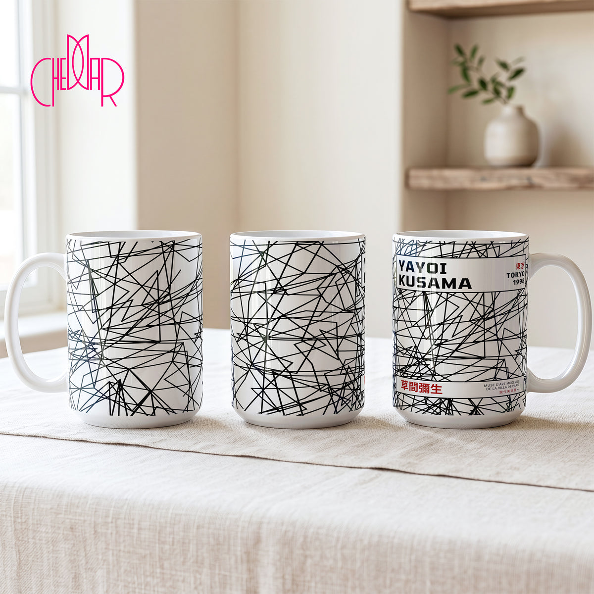 Yayoi Kusama Tokyo 1998 Line Art - Ceramic Mug | CheddarArt