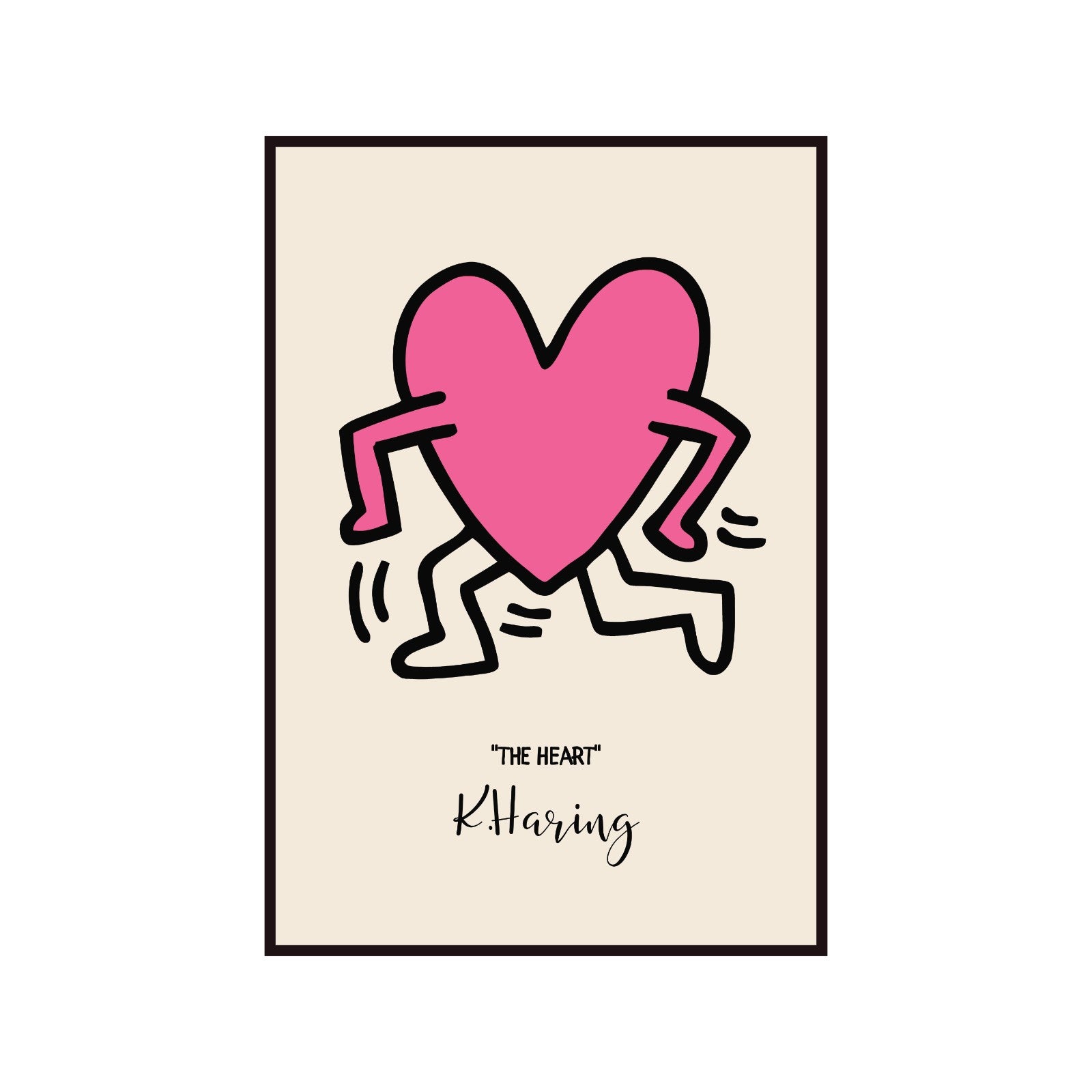 Keith Haring The Heart poster, pink heart, street art, pop art