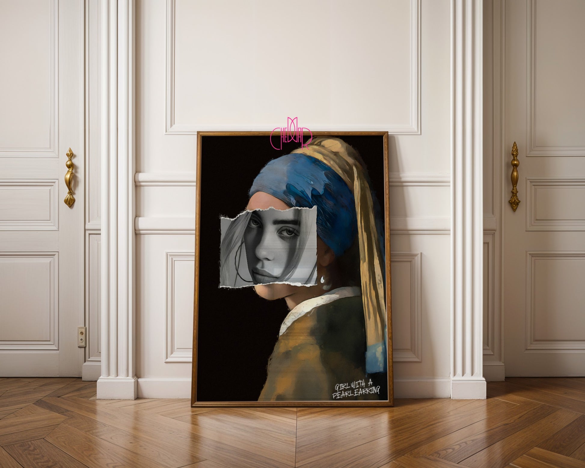 "Girl with a Pearl Earring" poster, Jan Vermeer, contemporary art, avant-garde