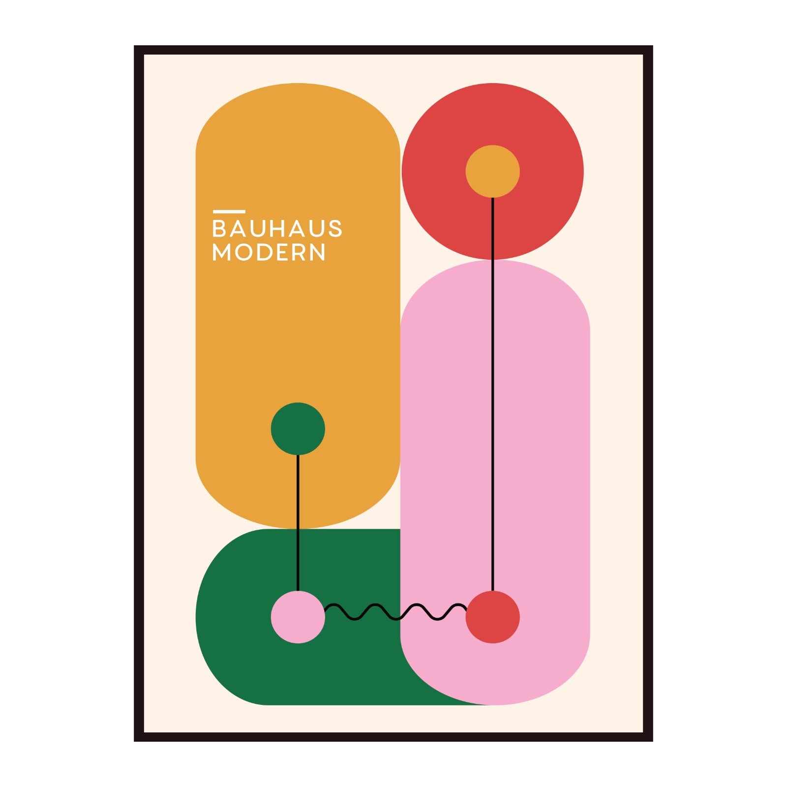 Bauhaus Poster – Colorful Geometric Shapes on a Beige Background, Modernism