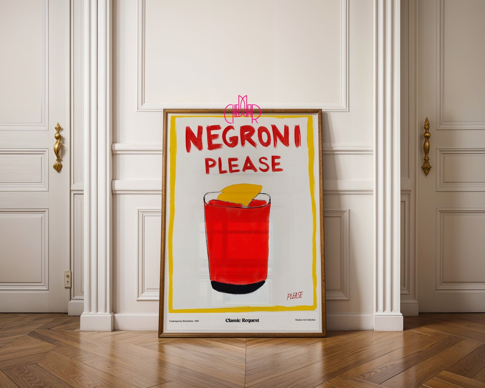 Modernist poster Negroni Please, a classic request, contemporary