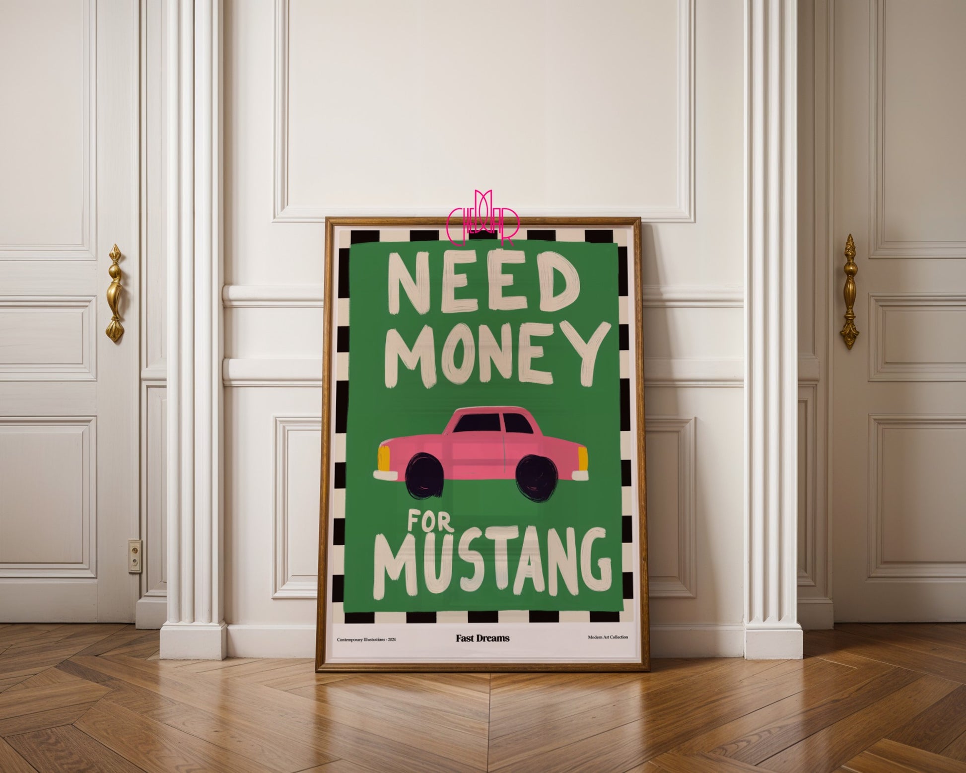 Need Money For Mustang poster, fast dreams, modernism