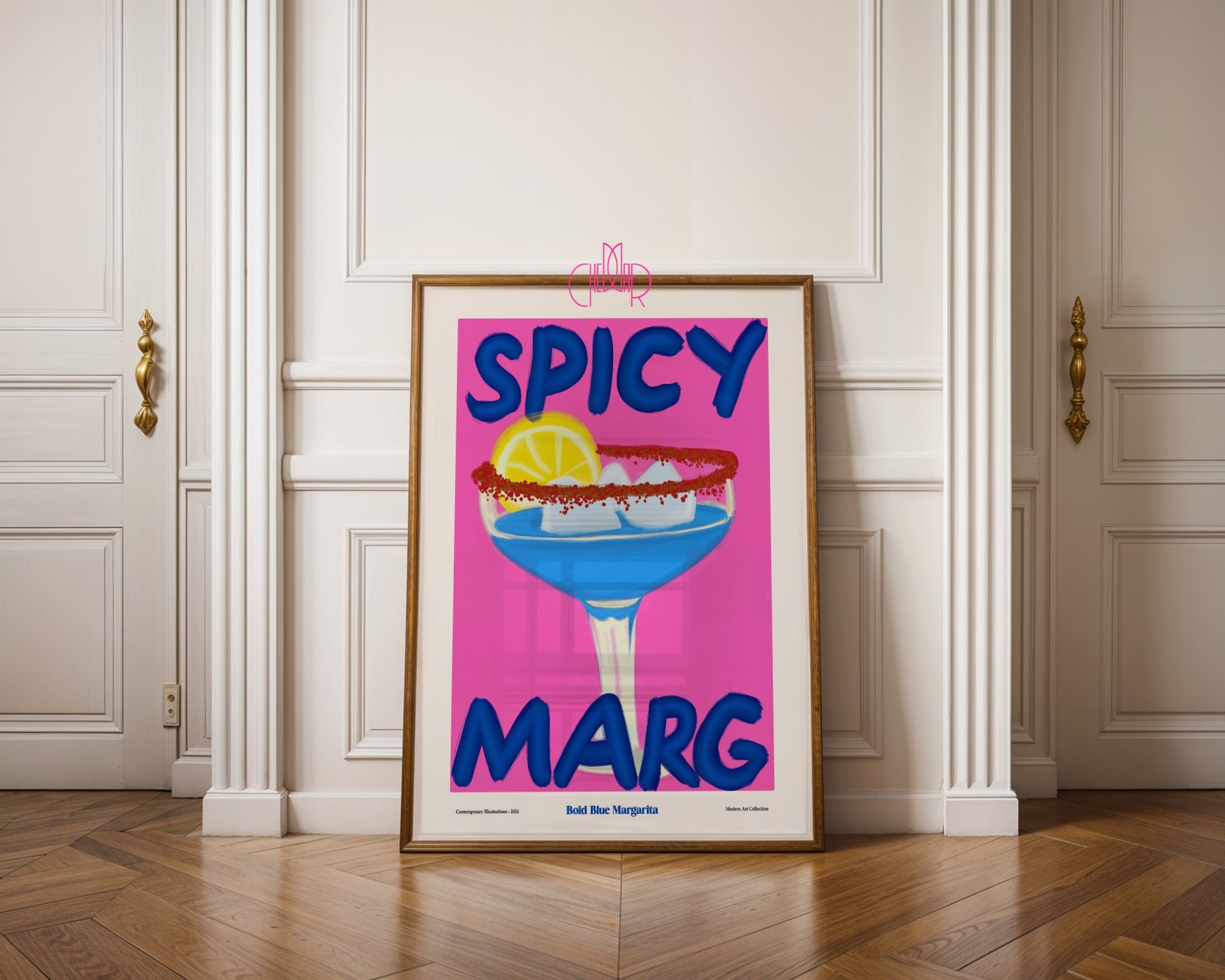 Spicy Margarita Poster, Bold Blue Margarita, Contemporary Art