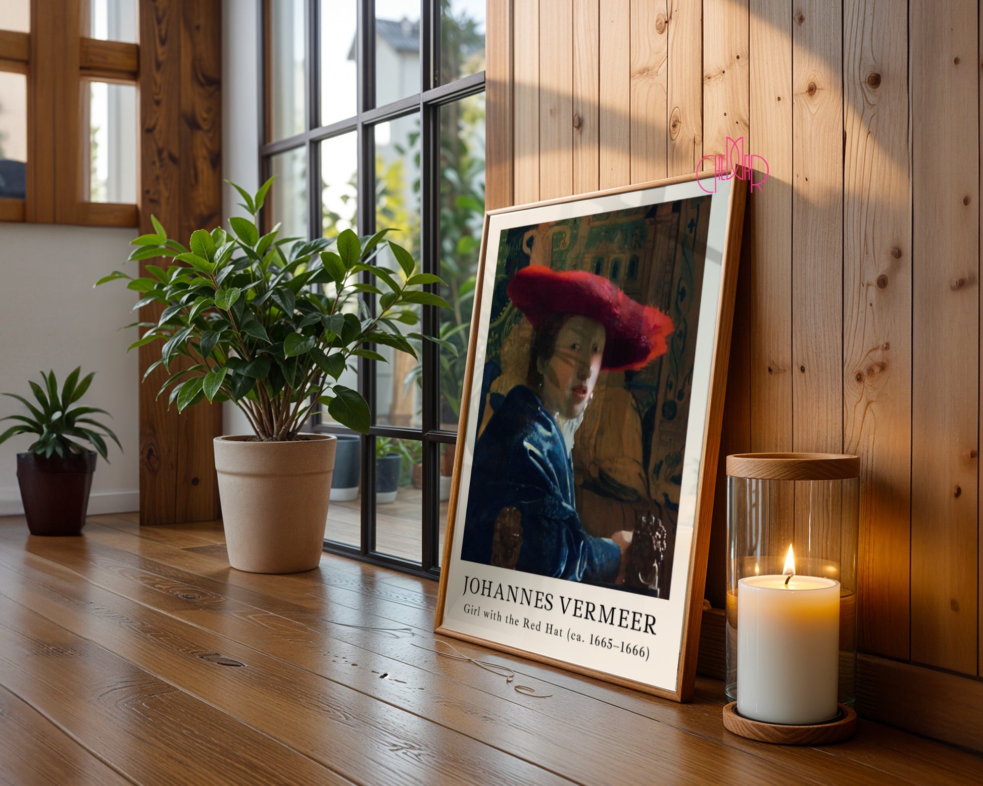 Johannes Vermeer Girl with a Red Hat Poster, Vintage