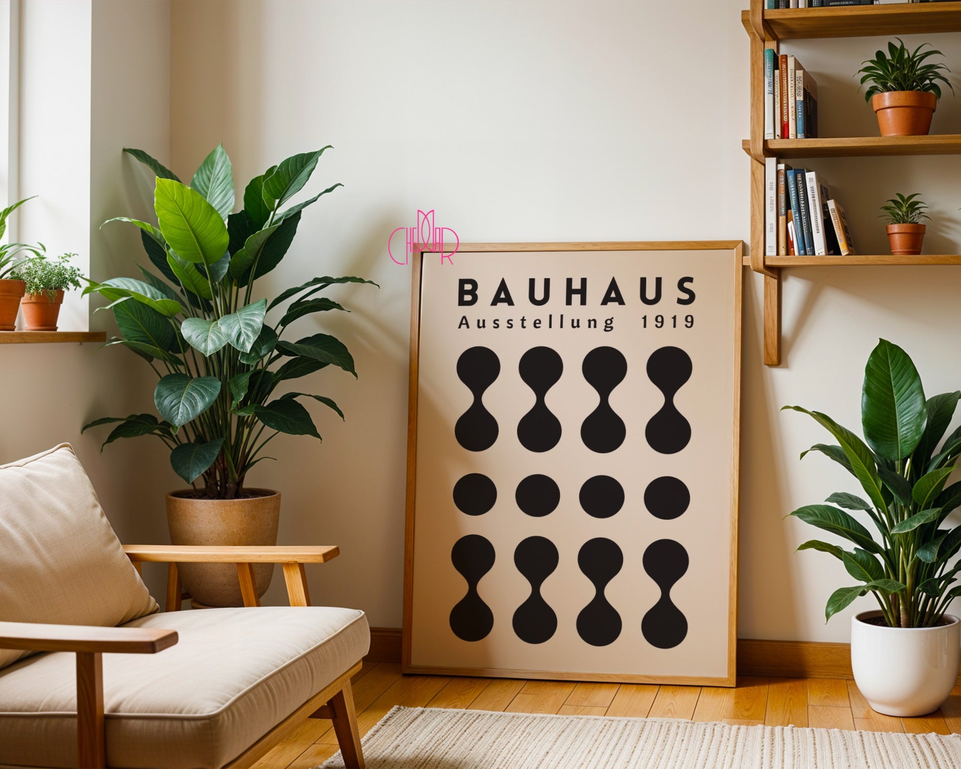 Bauhaus poster – Black dots on a beige background, exhibition 1919
