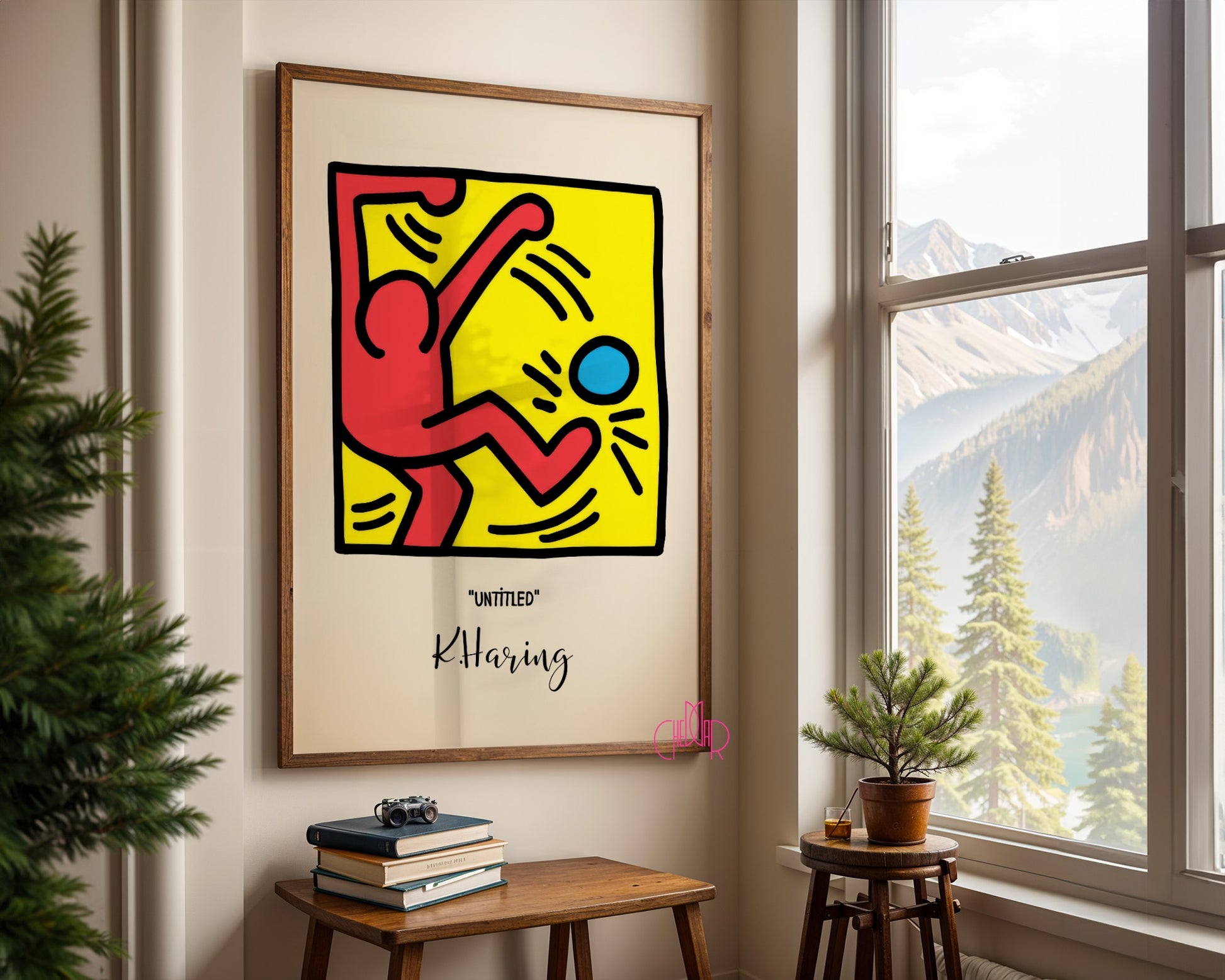 Keith Haring Untitled poster, figure with ball, street art, pop art