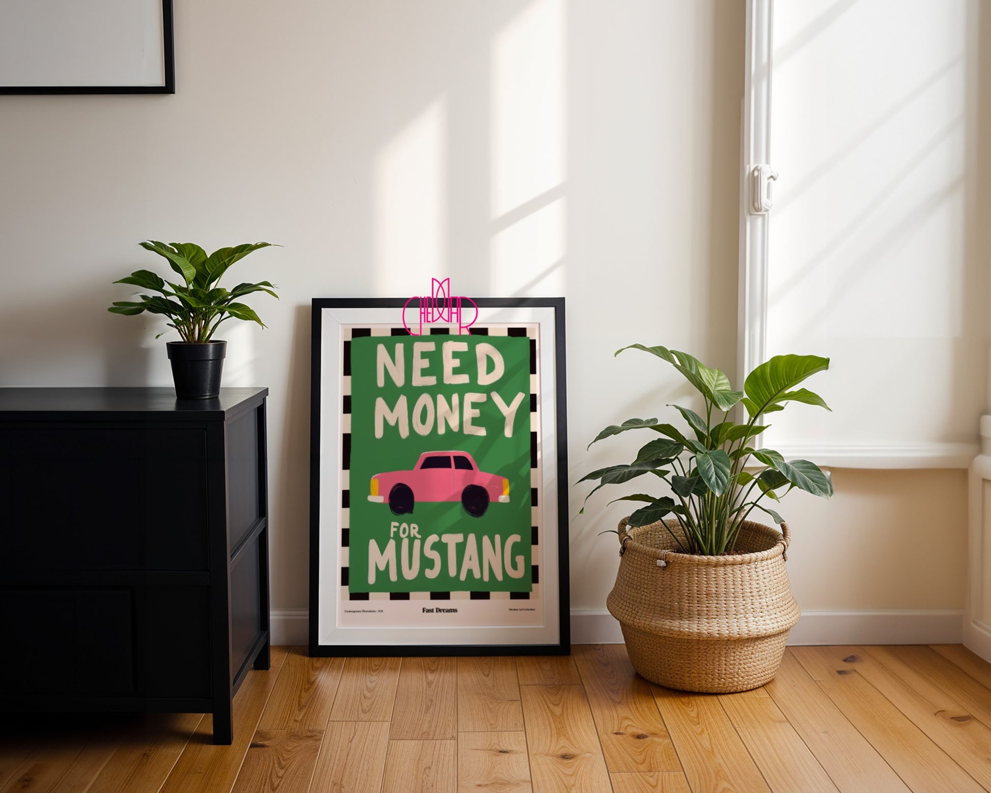 Need Money For Mustang poster, fast dreams, modernism