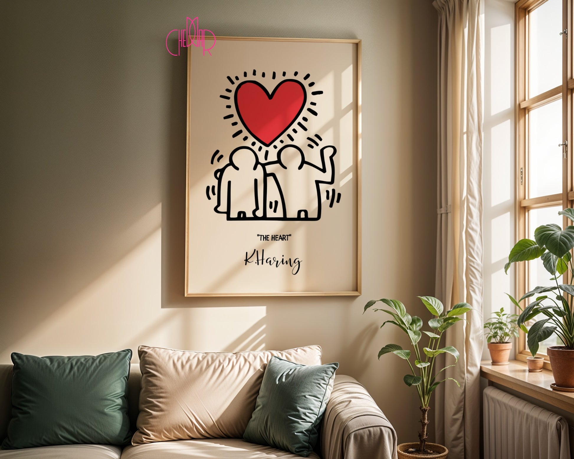Keith Haring The Heart poster, heart, street art, pop art, modernism