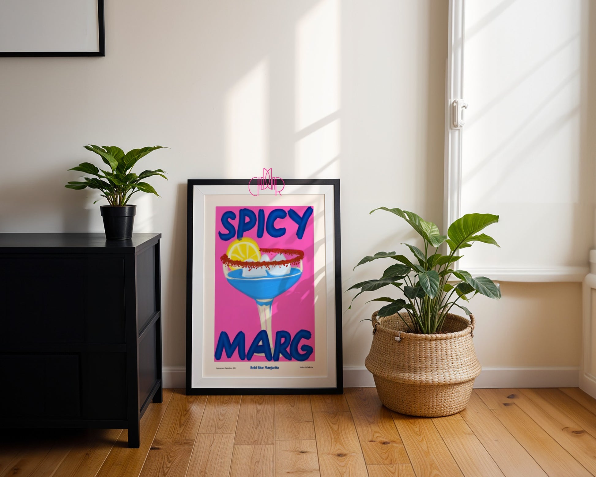 Spicy Margarita Poster, Bold Blue Margarita, Contemporary Art