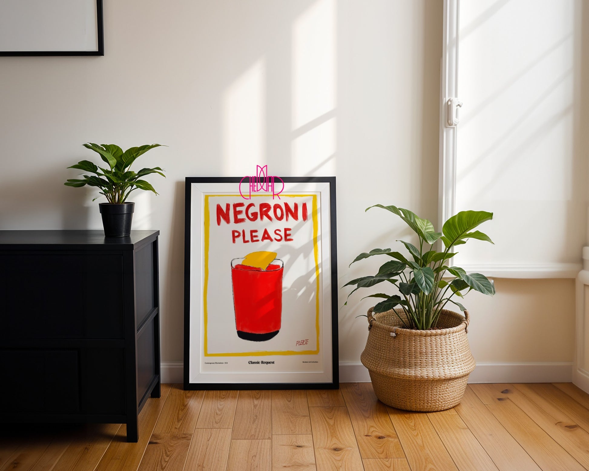 Modernist poster Negroni Please, a classic request, contemporary