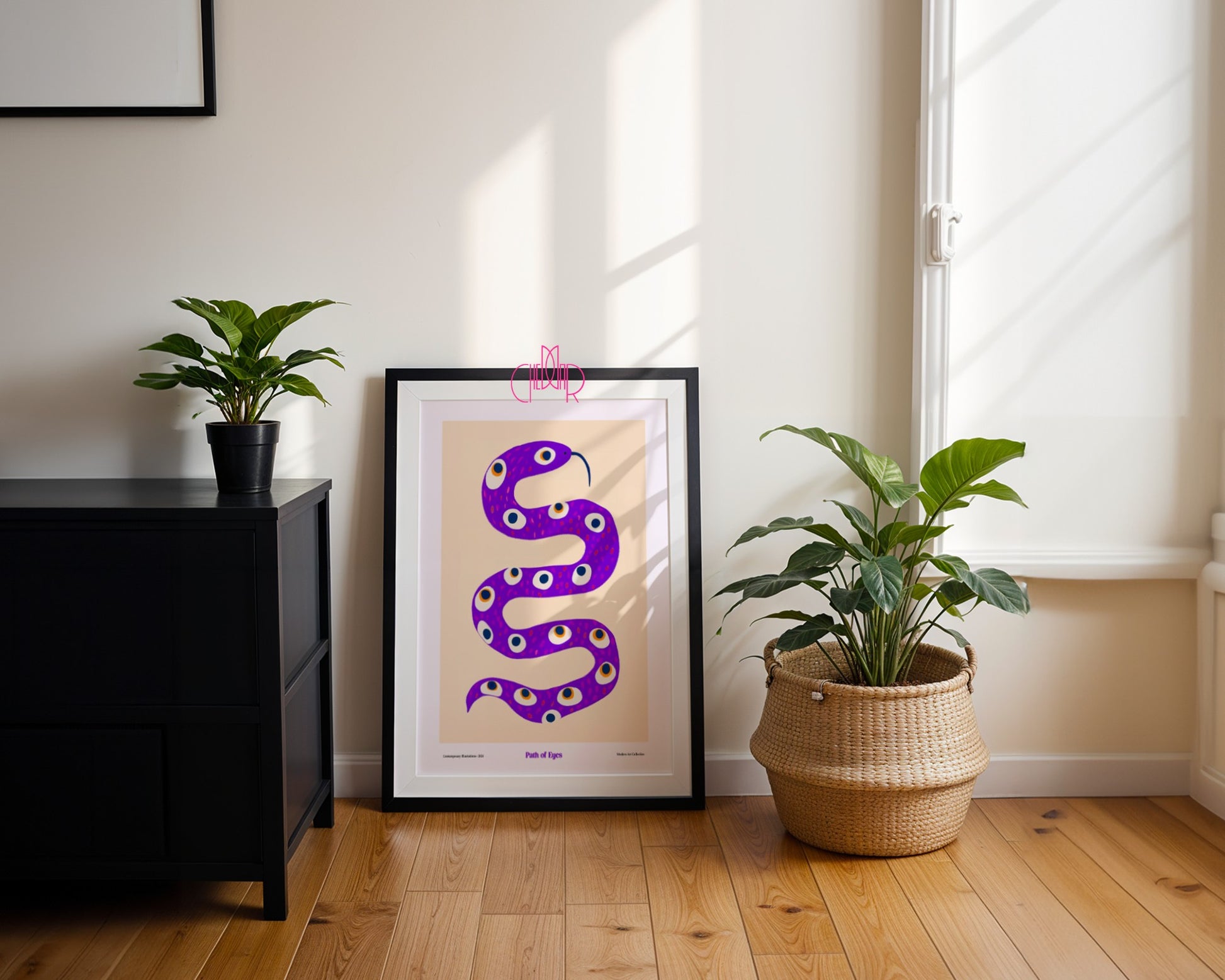 Path of Eyes poster, Snake with eyes, modernism, contemporary art