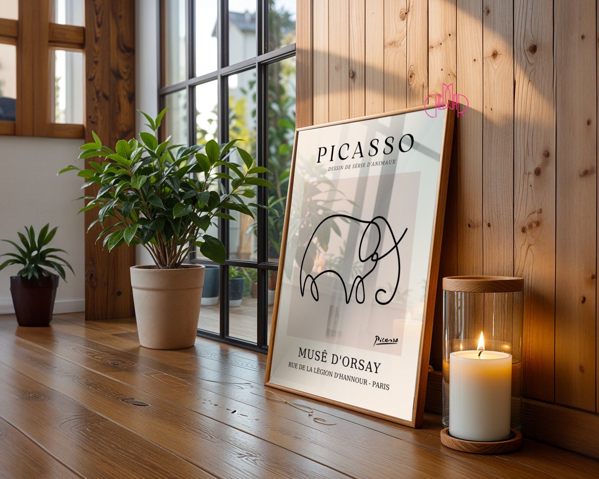 Pablo Picasso – Minimalist Elephant Line Art Exhibition Poster