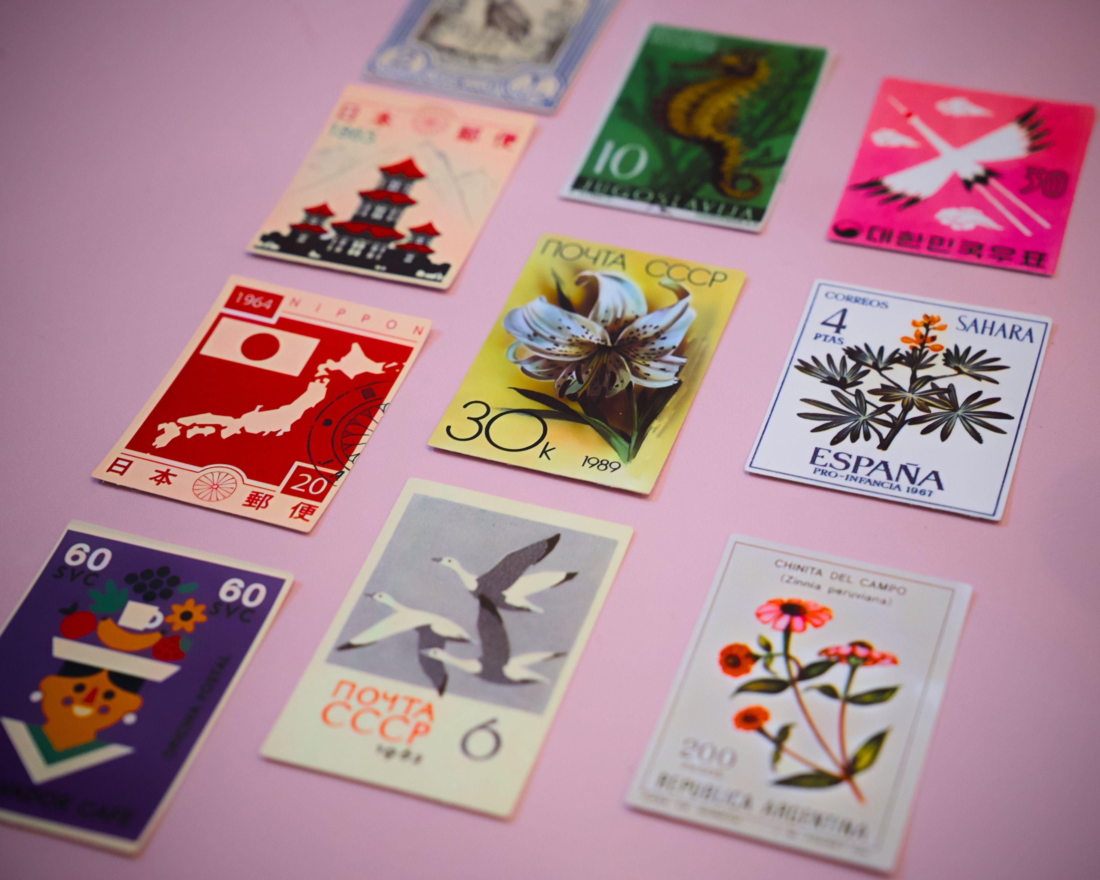 Vintage Japanese Art Stickers, Set of 10