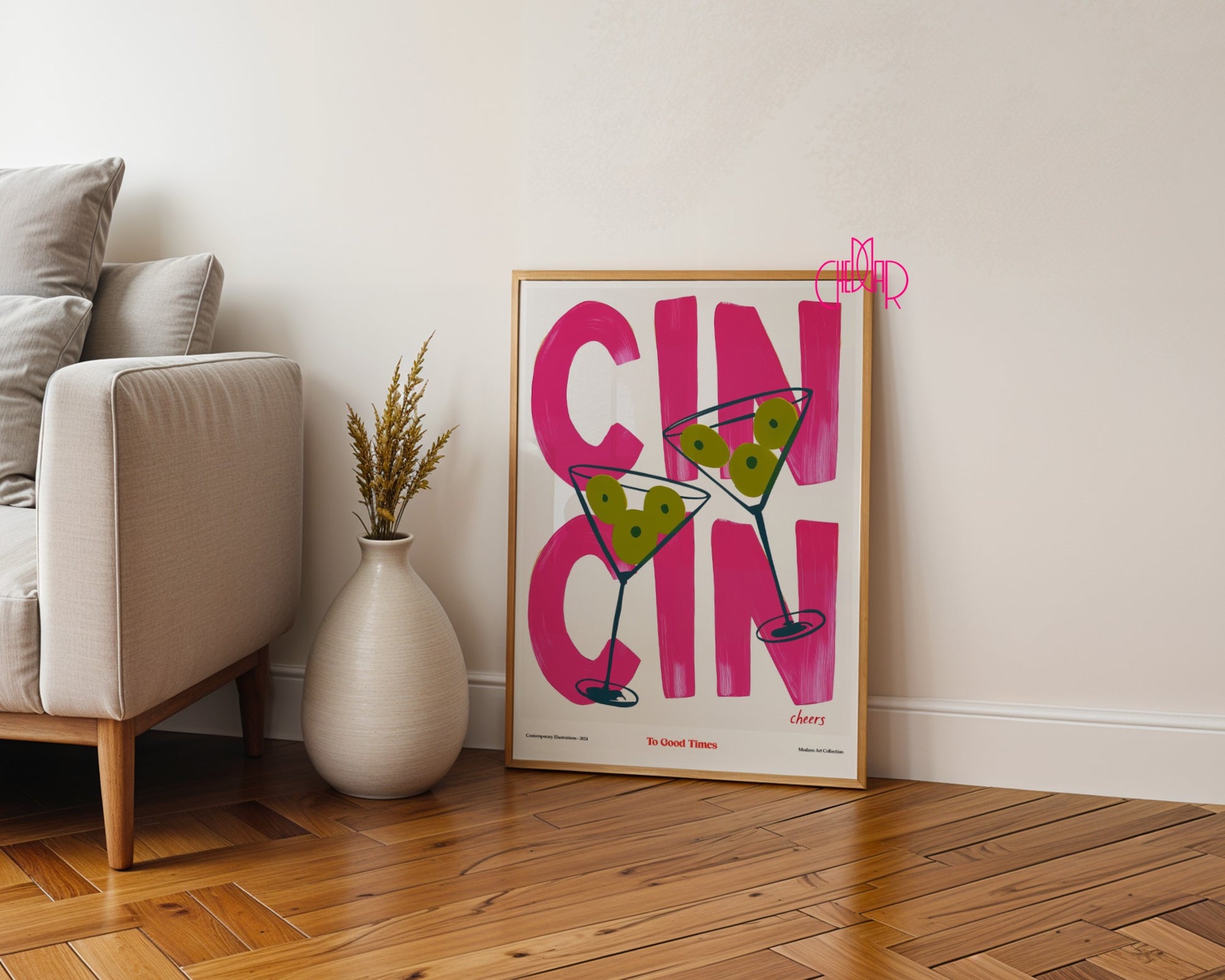 Modernist poster Cin Cin- To Good Times, Cheers