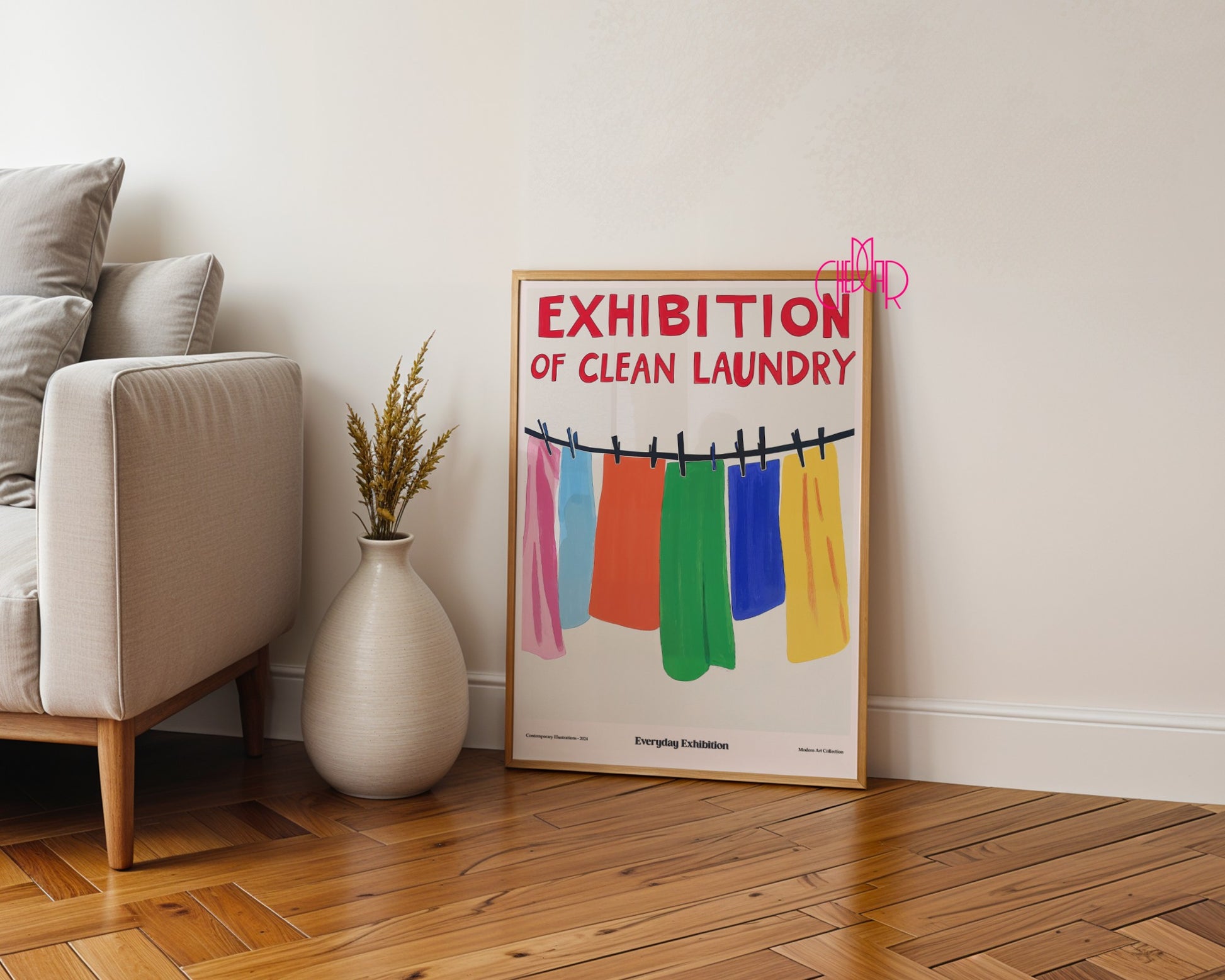 Poster Clean Laundry Exhibition, contemporary art, modernism