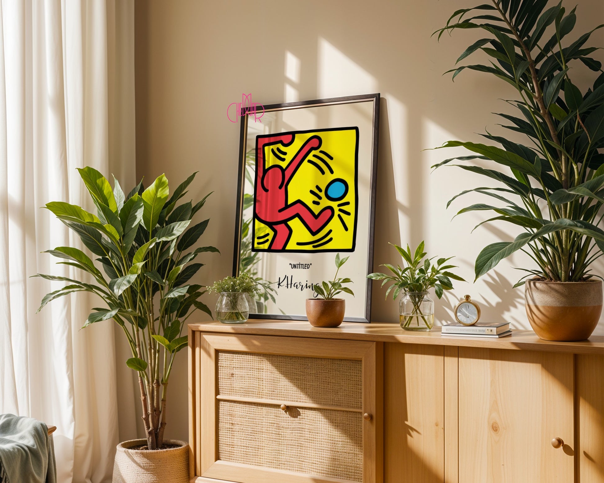 Keith Haring Untitled poster, figure with ball, street art, pop art