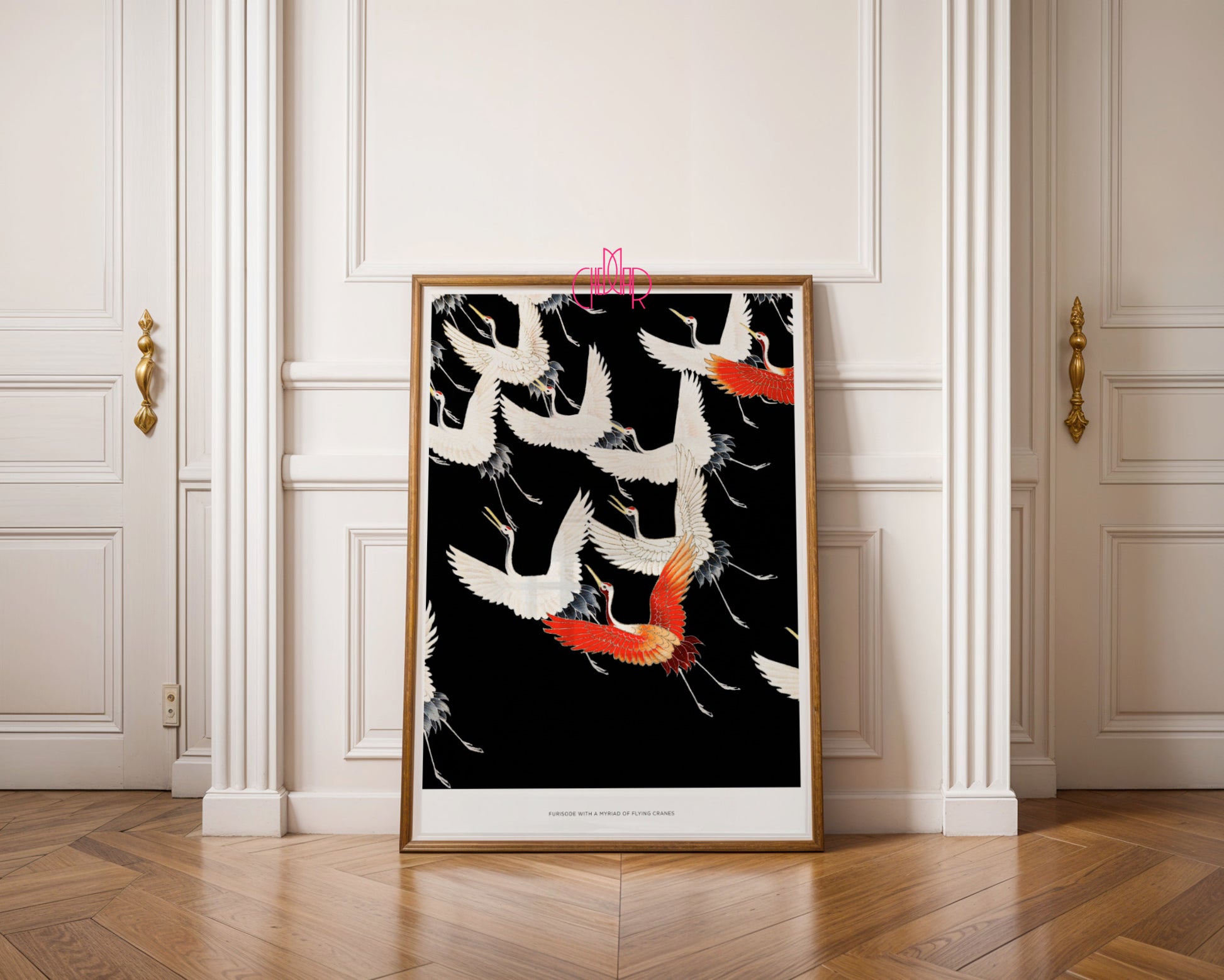 Japanese Cranes – Furisode: Myriad of Flying Cranes