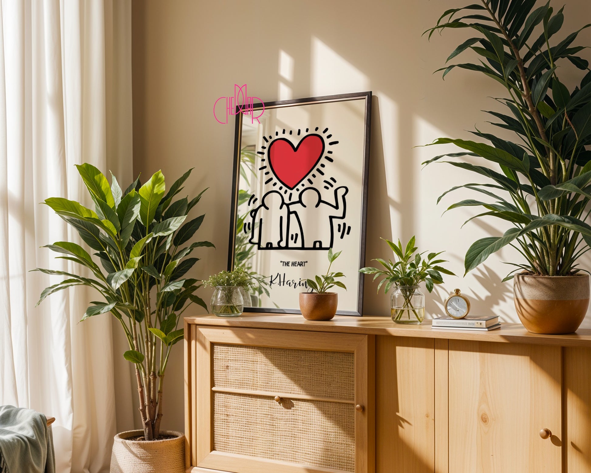 Keith Haring The Heart poster, heart, street art, pop art, modernism