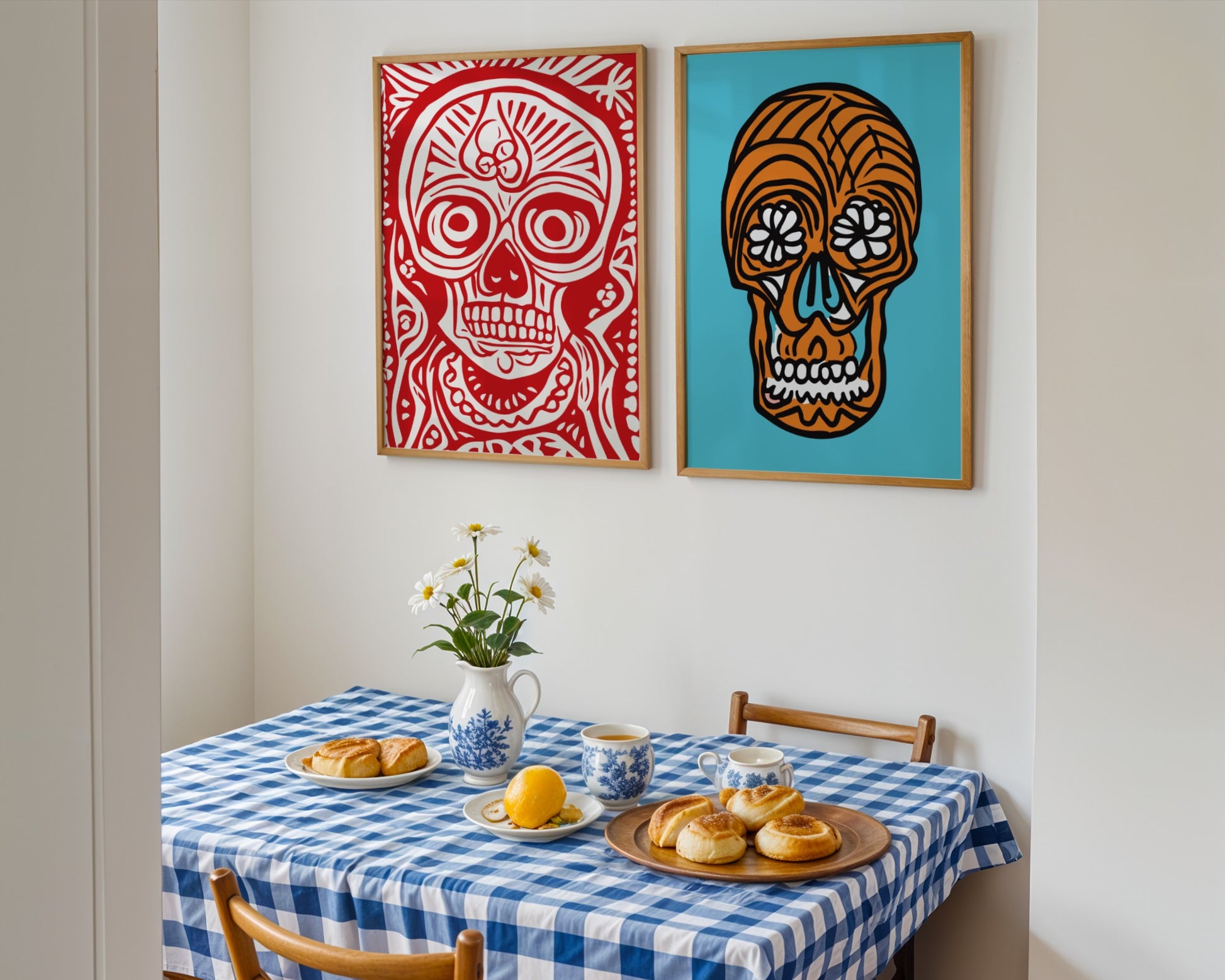 Mexican cultural icon poster, Day of the Dead skull, Mexico