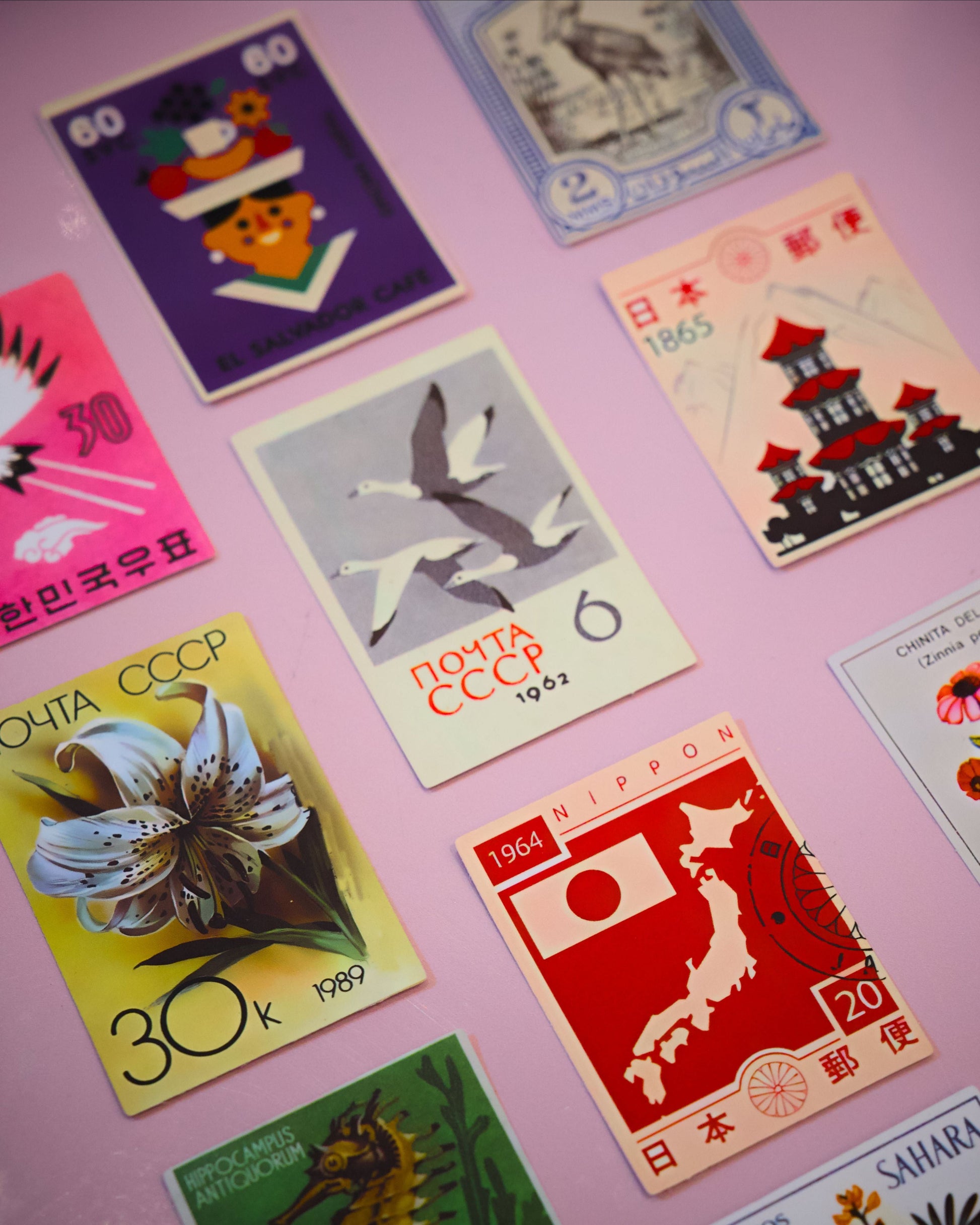 Vintage Japanese Art Stickers, Set of 10