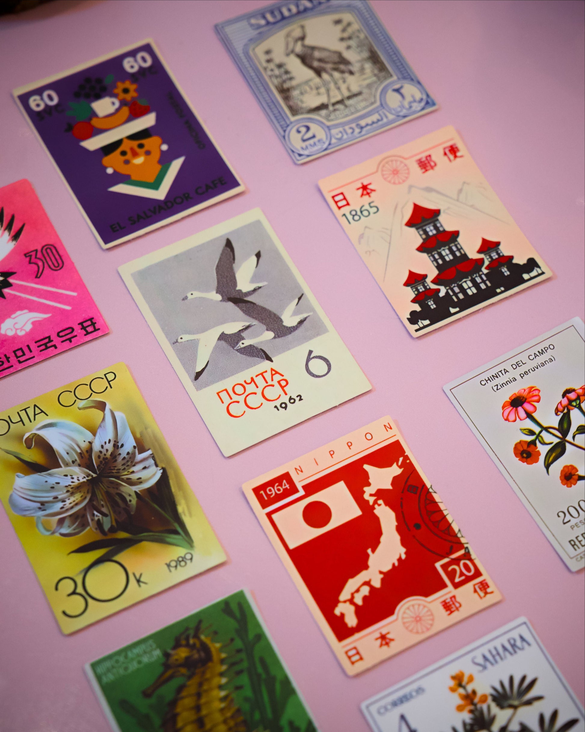 Vintage Japanese Art Stickers, Set of 10