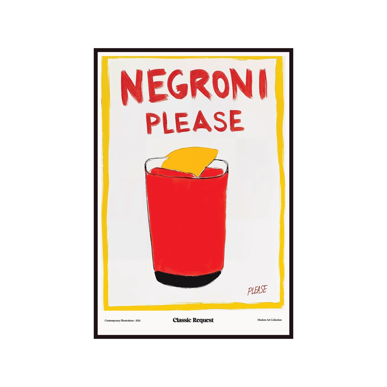 Modernist poster Negroni Please, a classic request, contemporary