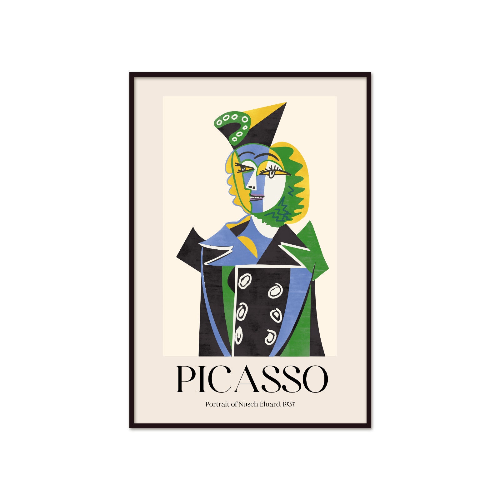 Picasso – Portrait of Nusch Éluard 1937 | Fauve Gallery Poster Cubist vibration of colors and poetic soul
