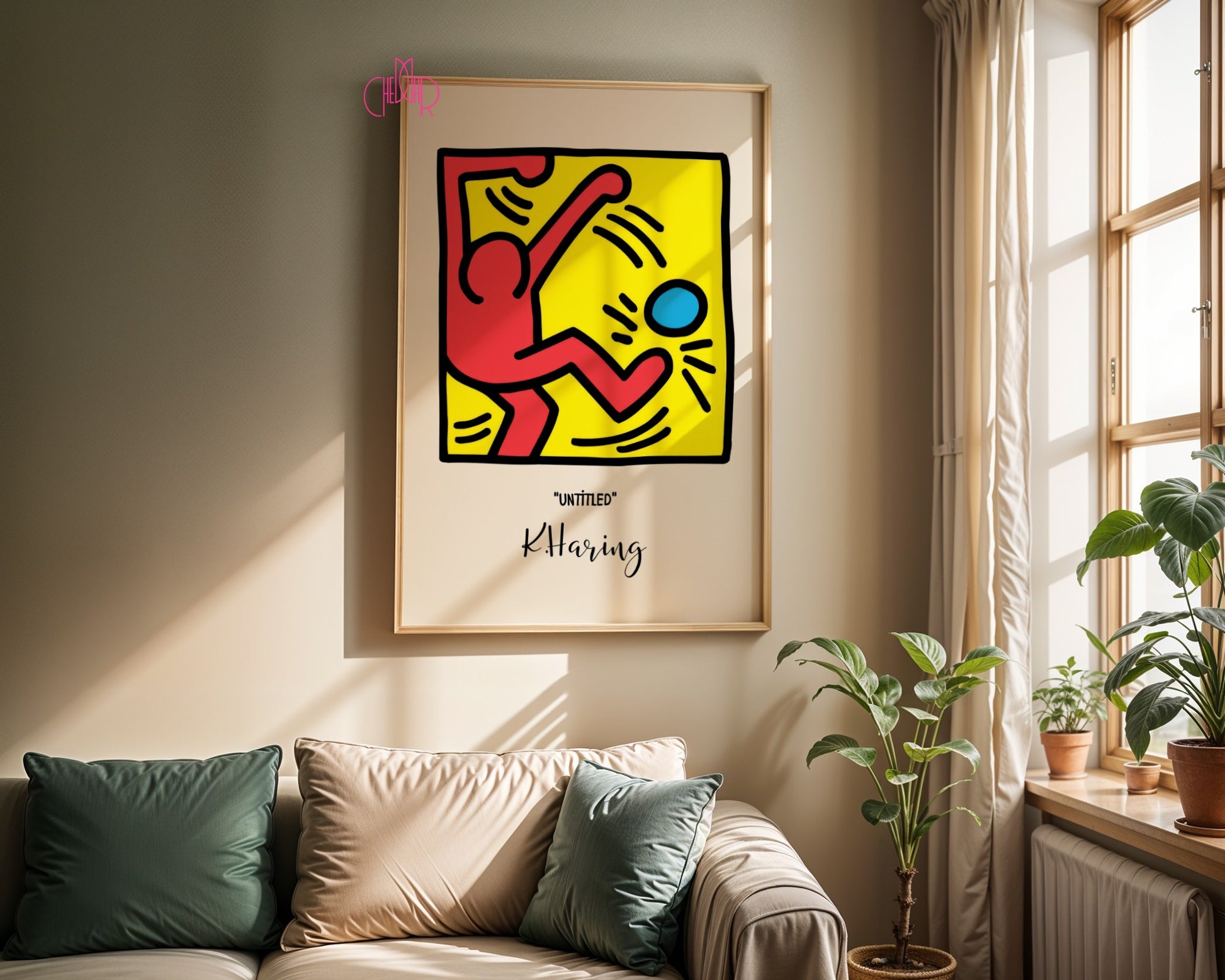 Keith Haring Untitled poster, figure with ball, street art, pop art