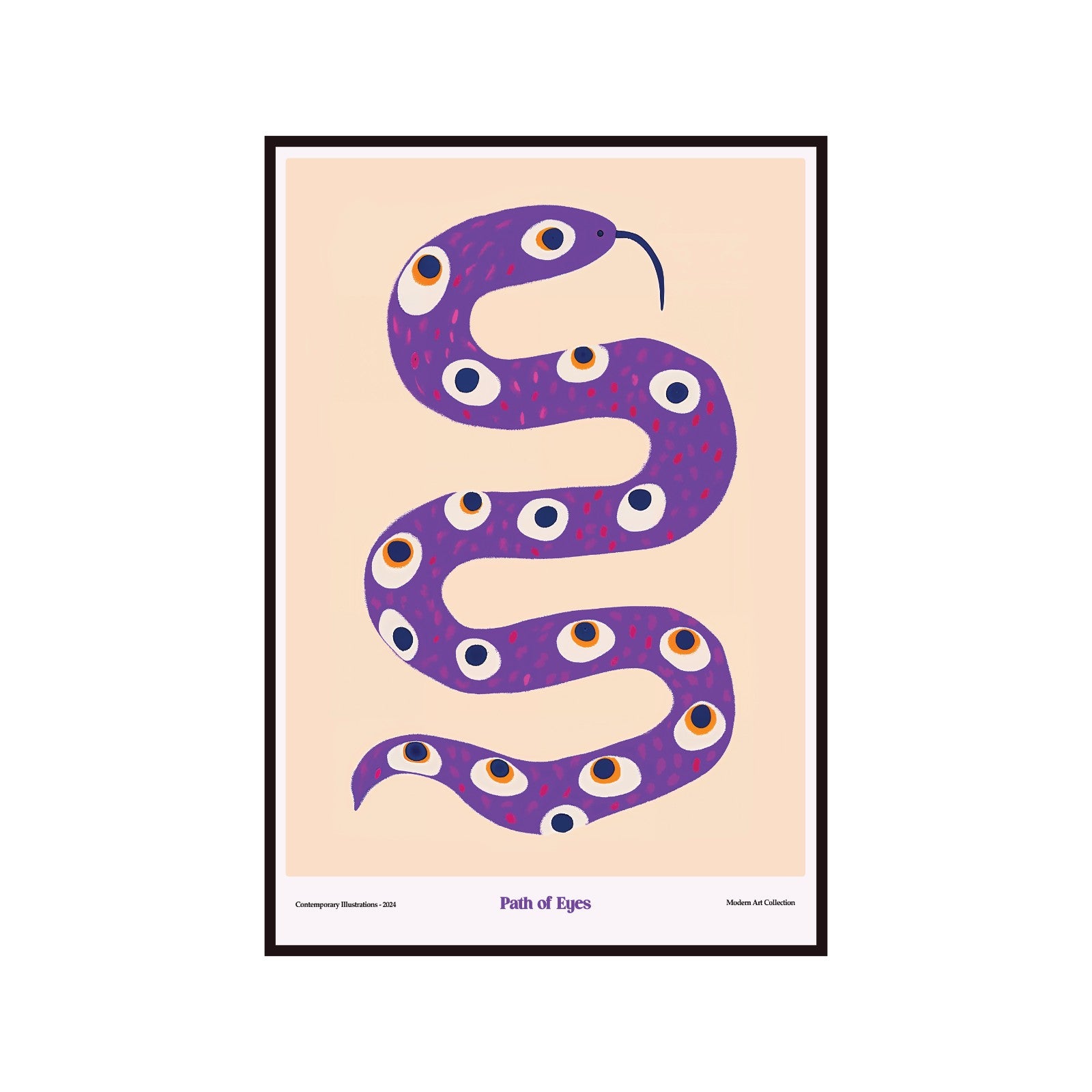 Path of Eyes poster, Snake with eyes, modernism, contemporary art