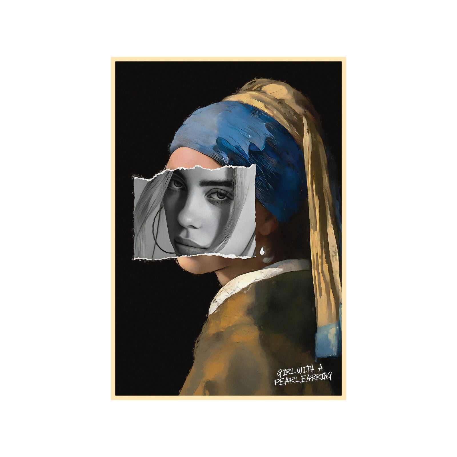 "Girl with a Pearl Earring" poster, Jan Vermeer, contemporary art, avant-garde