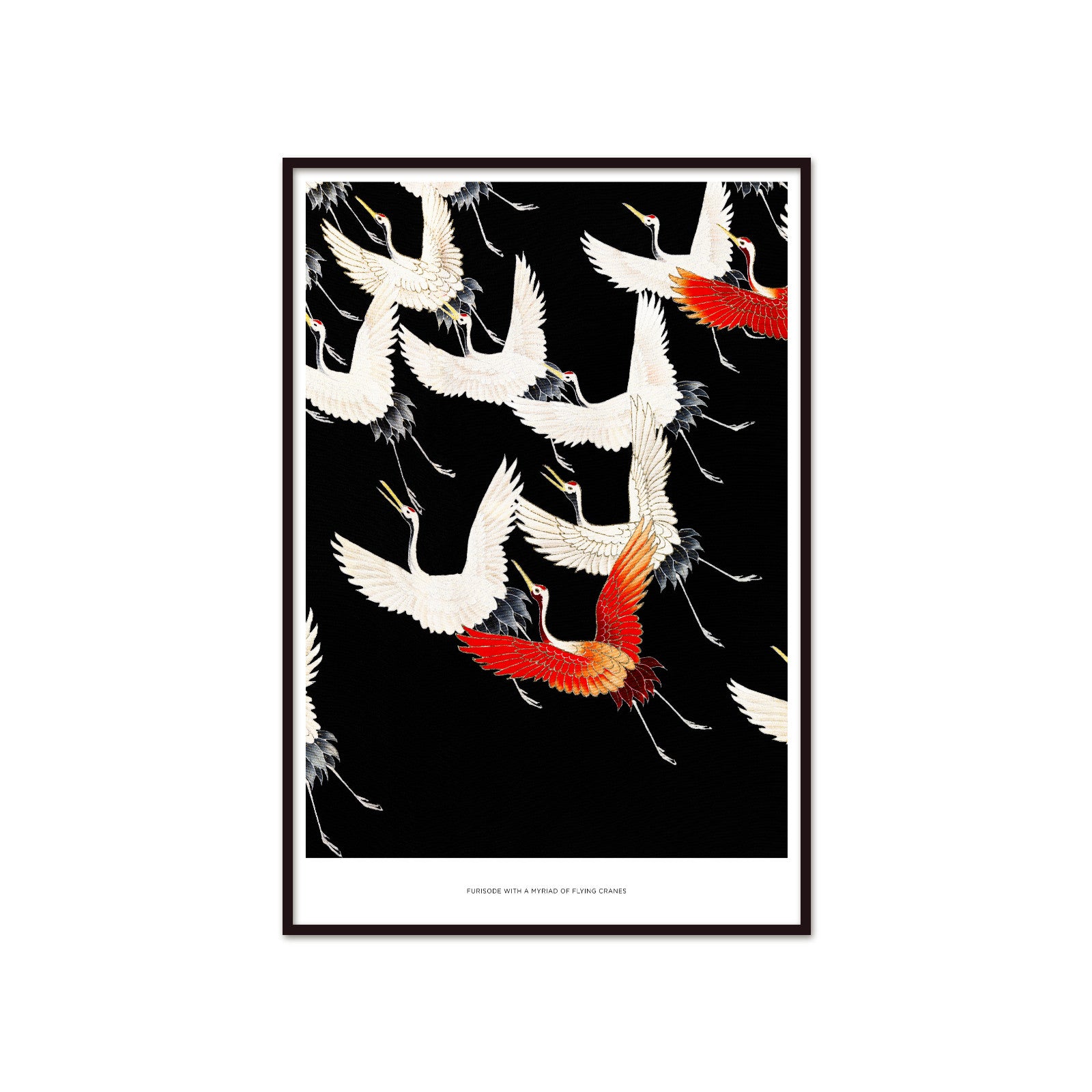 Japanese Cranes – Furisode: Myriad of Flying Cranes