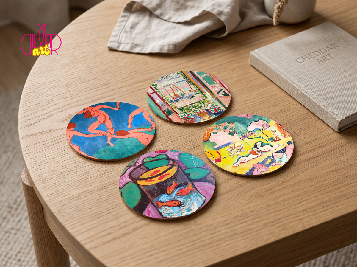 Henri Matisse Art Coaster Set — 4 Coordinated Fauvist Masterpieces | Cheddar Art 