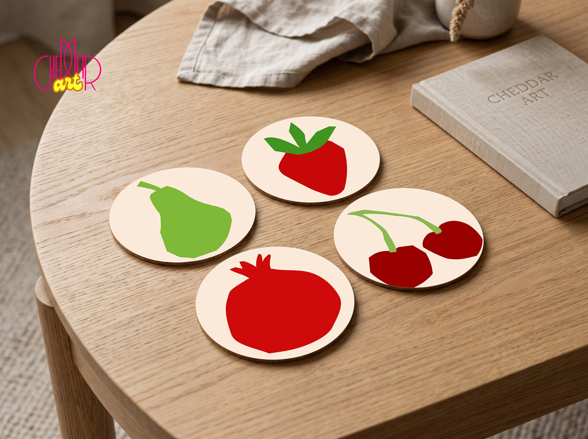 Henri Matisse Fruit Cut-Outs Coaster Set — 4 Coordinated Artworks | Cheddar Art
