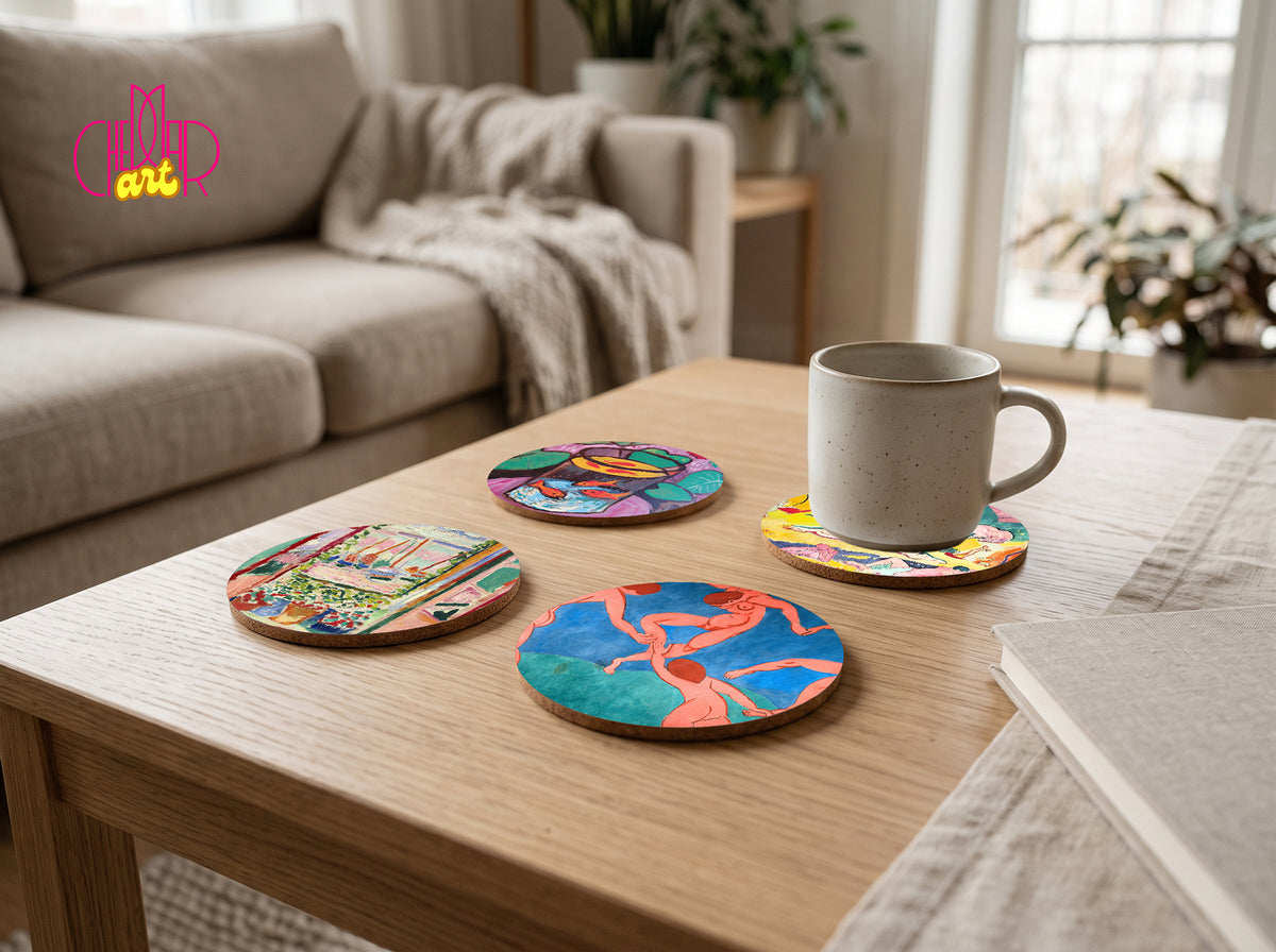 Henri Matisse Art Coaster Set — 4 Coordinated Fauvist Masterpieces | Cheddar Art 