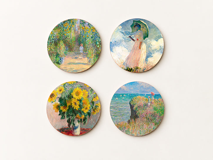 Claude Monet Art Coaster Set — 4 Coordinated Impressionist Masterpieces | Cheddar Art
