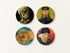 Set of 4 square cork coasters featuring iconic Vincent van Gogh paintings including Self-Portrait with Bandaged Ear and Sunflowers
